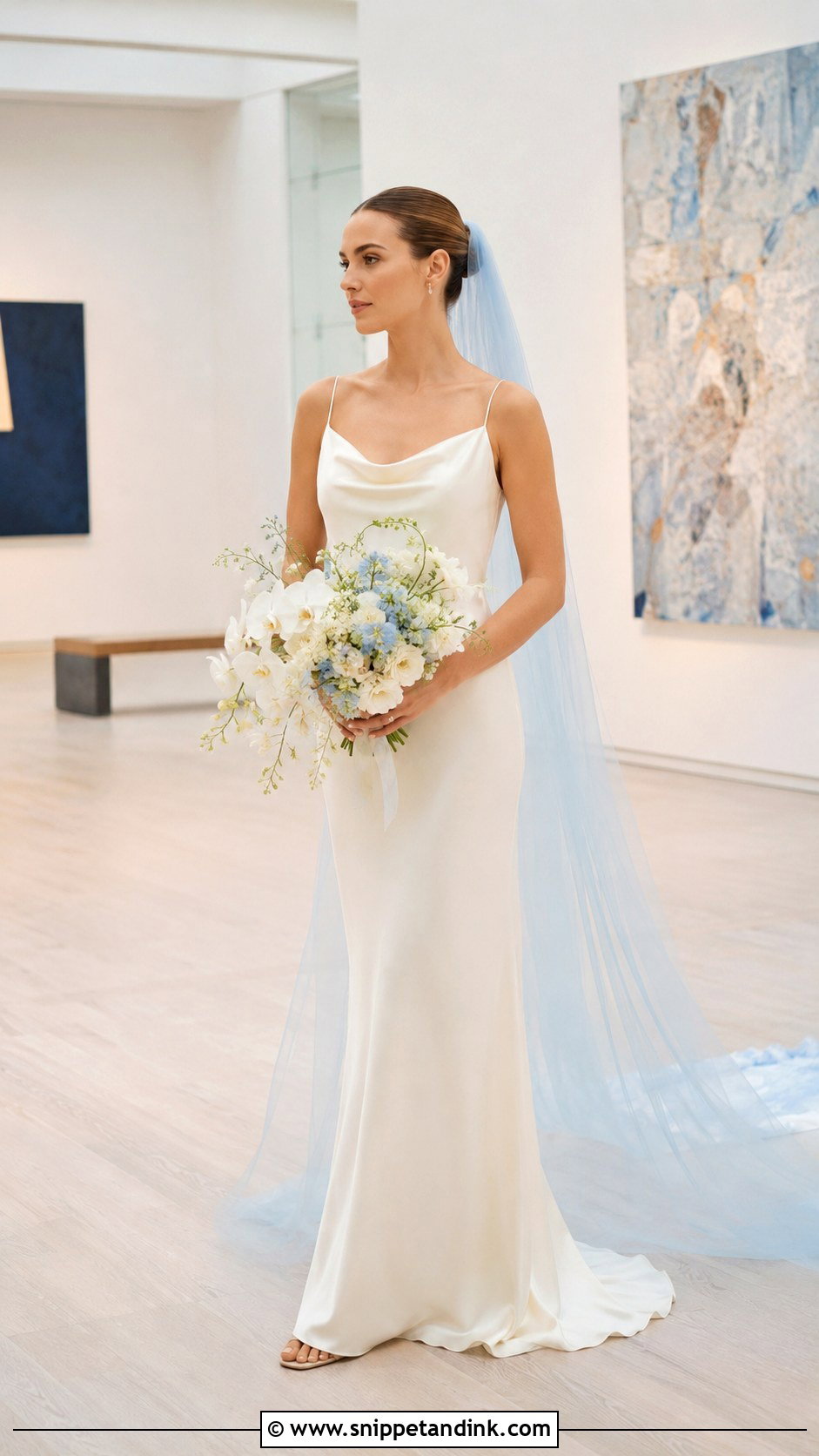 Colored Veil With Minimal Wedding Dress - Snippet and Ink - 20 Long Veils