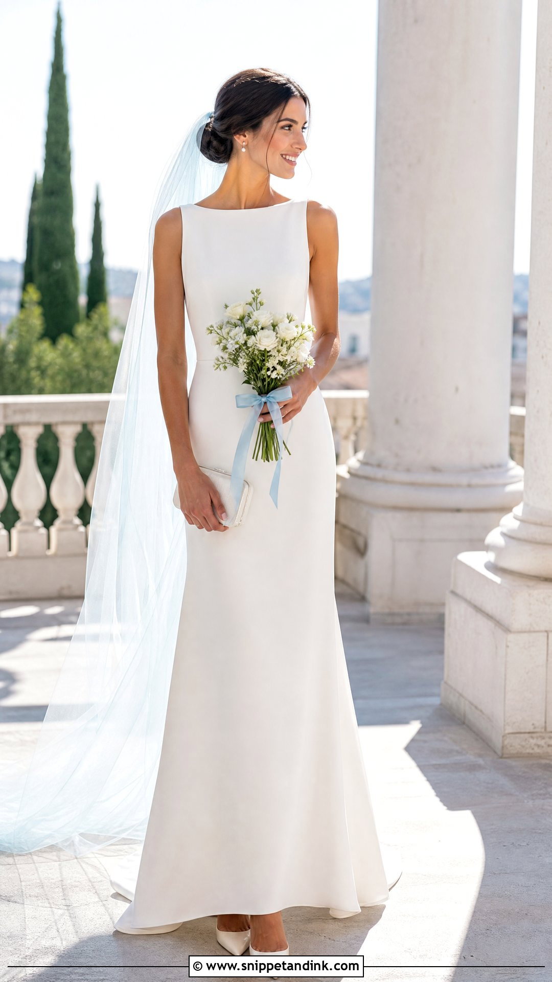 Colored Veil With White Wedding Dress - Snippet and Ink - 20 Woman in Veil Ideas