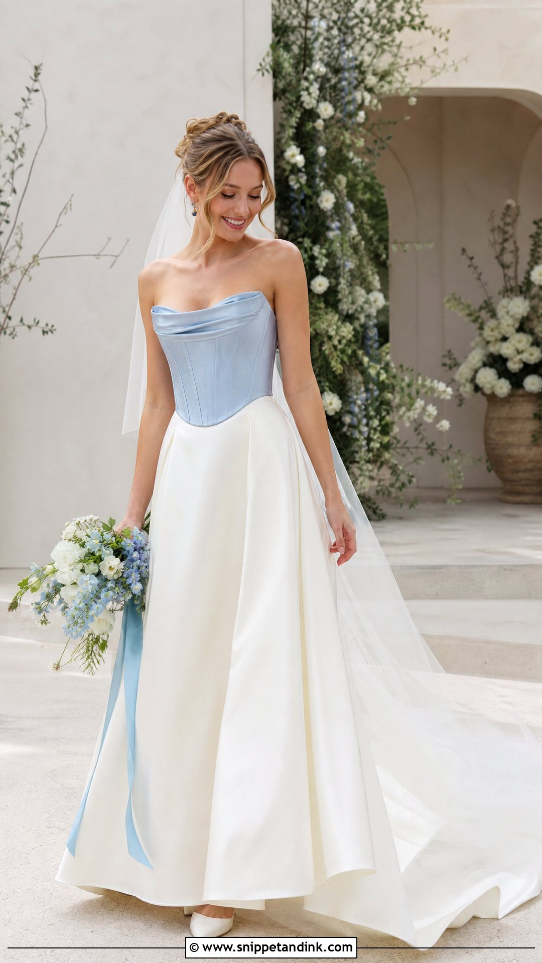 Colored Wedding Corset Top With Ivory Skirt - Snippet and Ink - 20 Wedding Corset Top Ideas