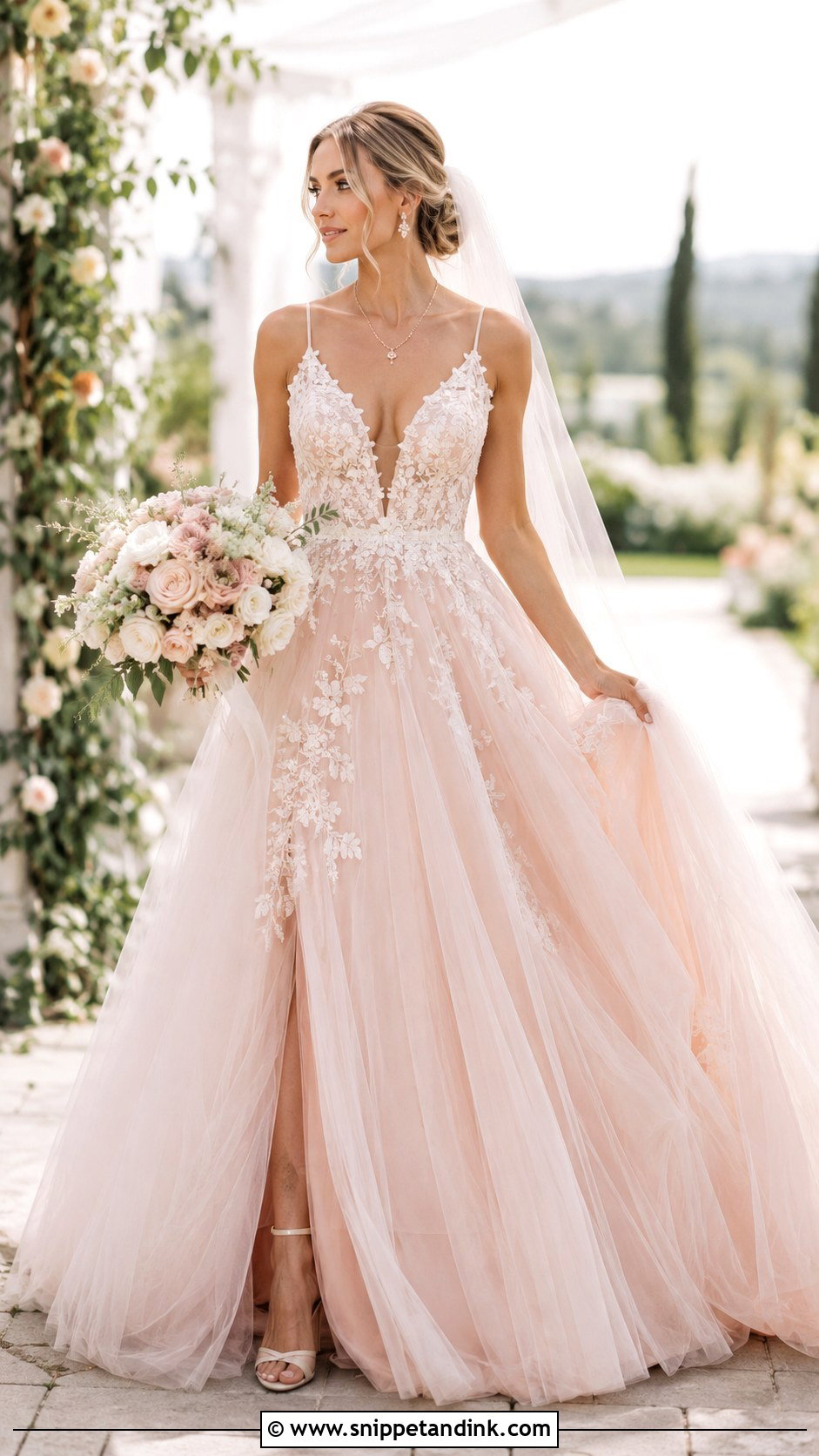 Colored Wedding Dress In Blush - Snippet and Ink - 25 Special Wedding Dress Ideas