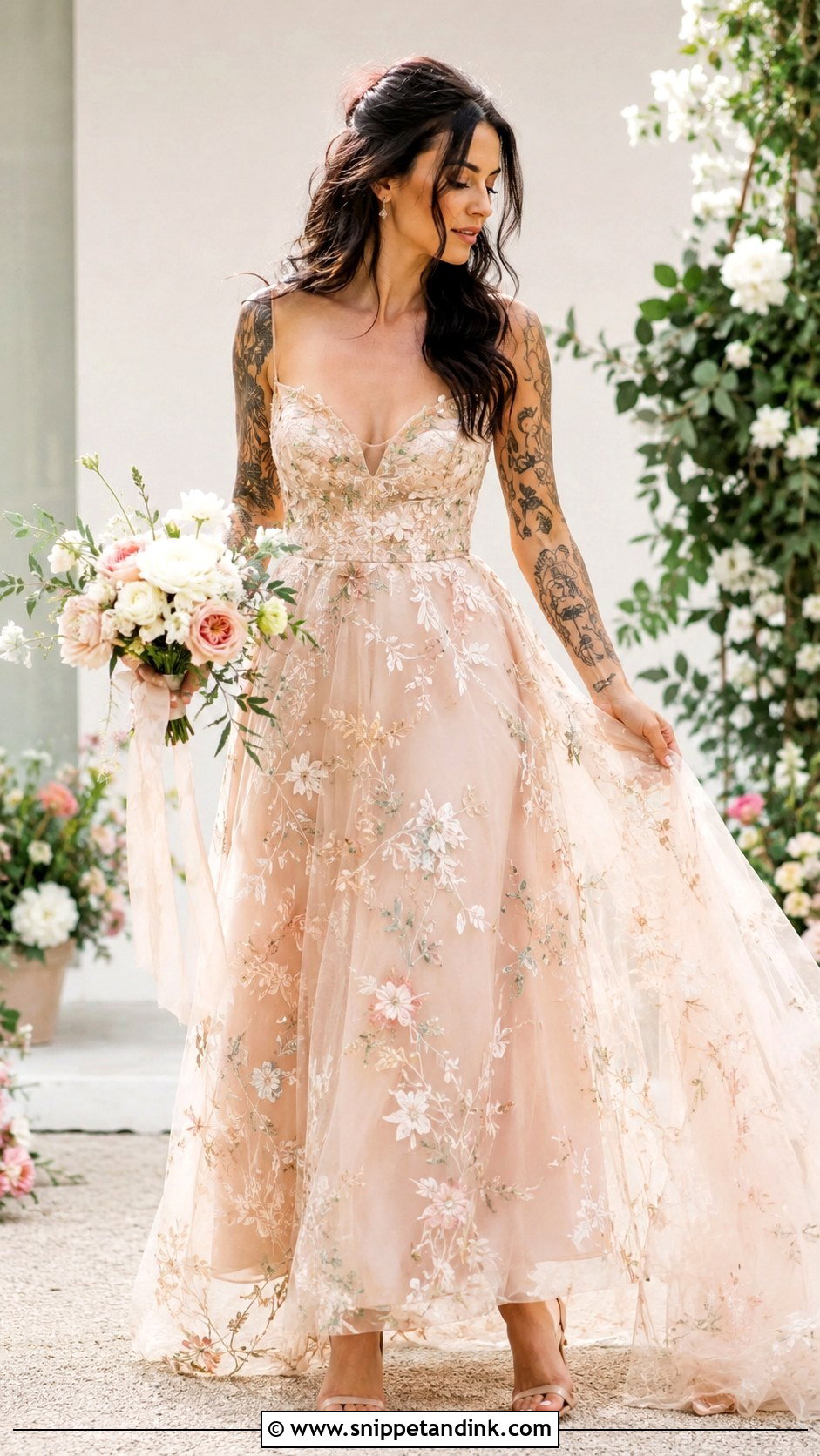 Colored Wedding Dress With Tattoos - Snippet and Ink - 25 Wedding Dress with Tattoos Ideas