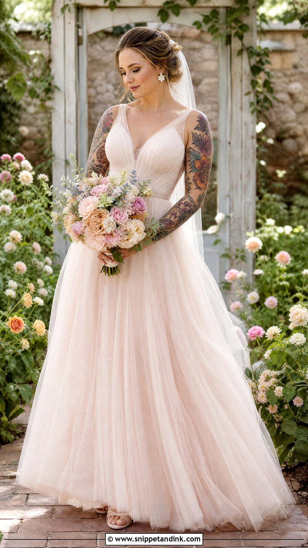Colored Wedding Dress With Tattoos - Snippet and Ink - 20 Wedding Dress with Tattoos Brides Ideas
