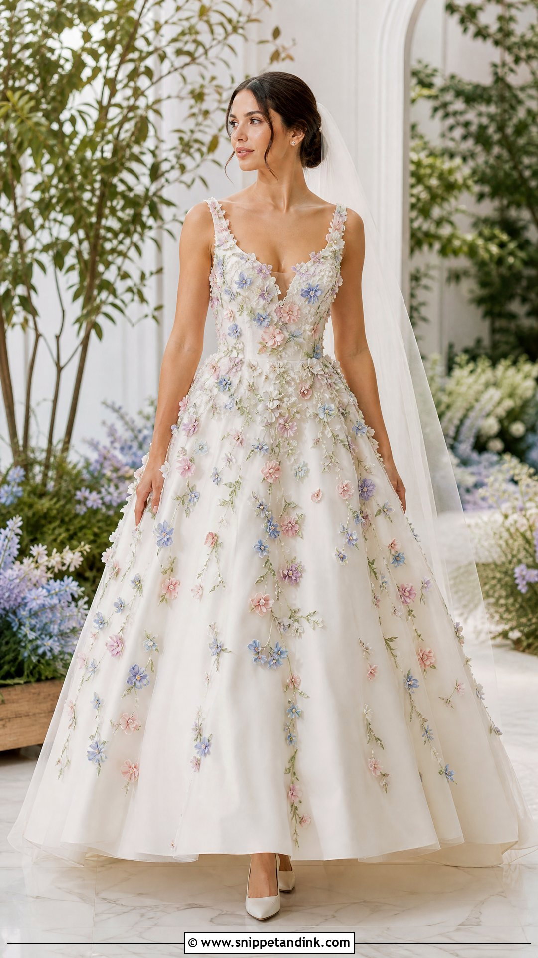 Colorful 3D Floral Wedding Dress - Snippet and Ink - 20 Wedding Dresses 3d Flowers