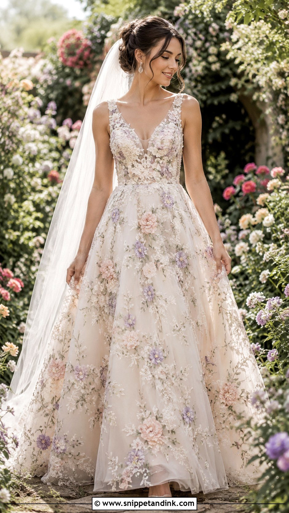 Colorful 3D Floral Wedding Dress - Snippet and Ink - 20 3d Wedding Dress Ideas