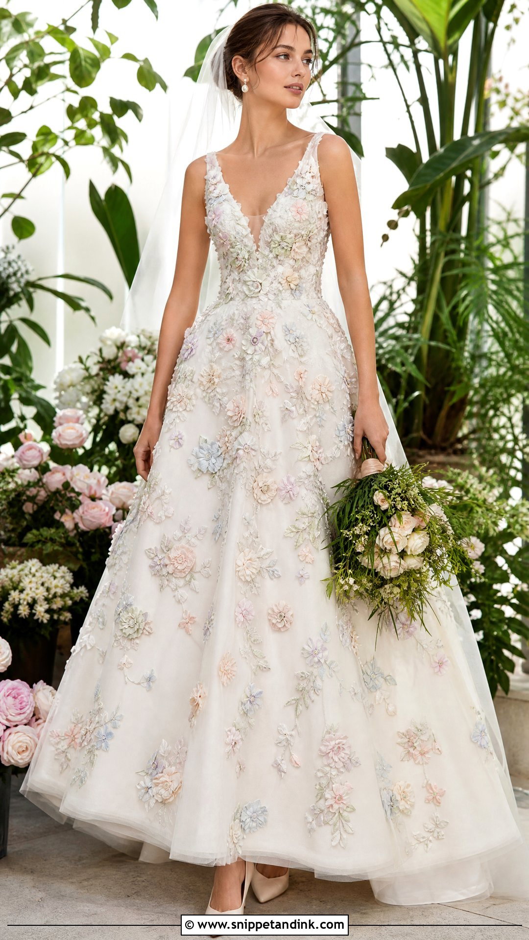 Colorful 3D Flower Wedding Dress - Snippet and Ink - 20 Wedding Dress 3d Flowers