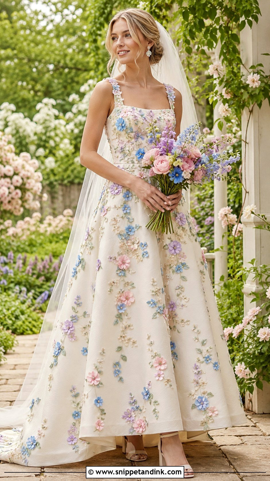 Colorful 3D Flower Wedding Dress - Snippet and Ink - 20 3D Flower Wedding Dress Ideas