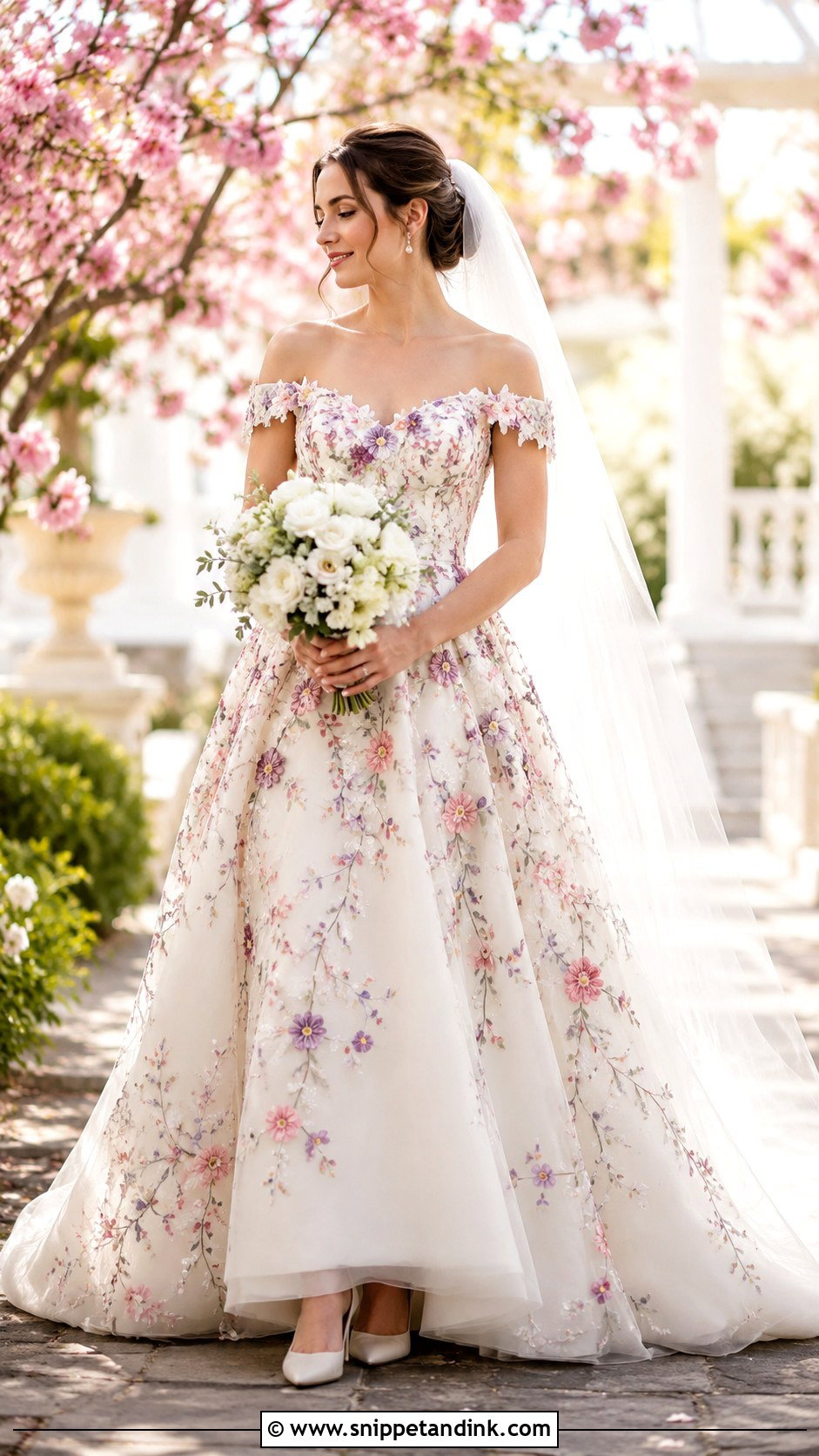 Colorful Cherry Blossom Wedding Dress - Snippet and Ink - 20 Cherry Blossom Wedding Dress Ideas