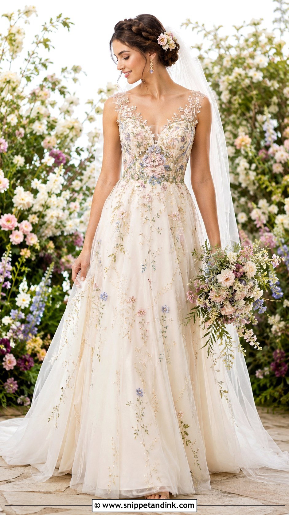 Colorful Embroidered Fairy Bride Dress - Snippet and Ink - 20 Fairy Bride Dress Ideas