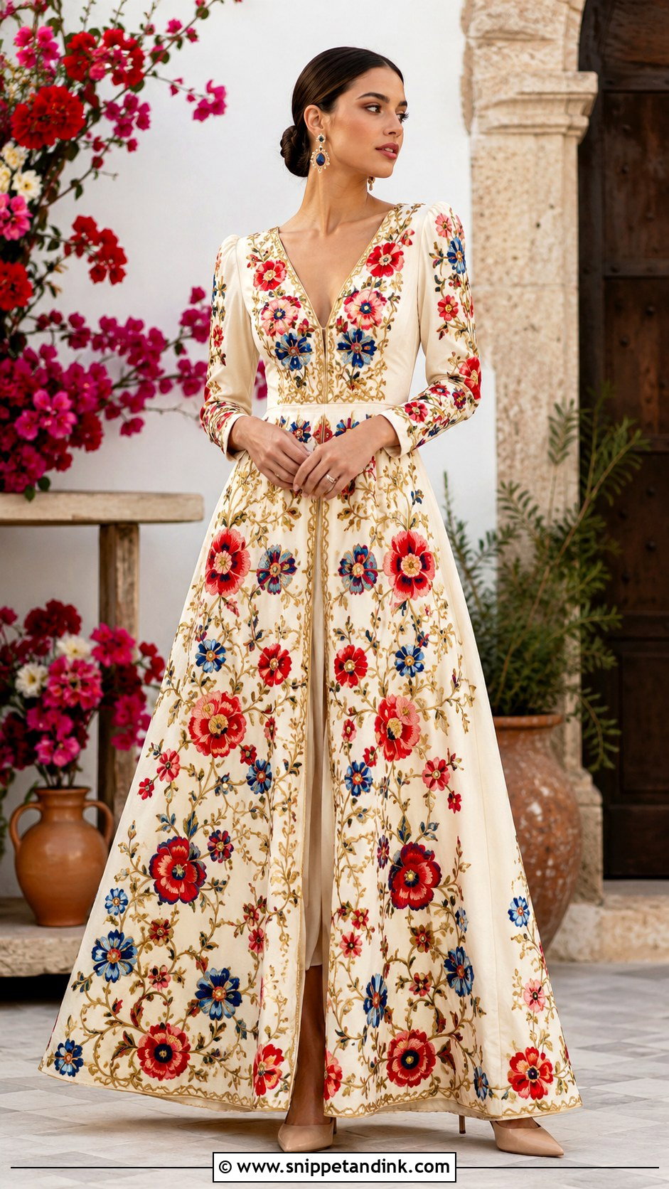 Colorful Embroidered Folk Wedding Dress - Snippet and Ink - 20 Folk Wedding Dress Ideas