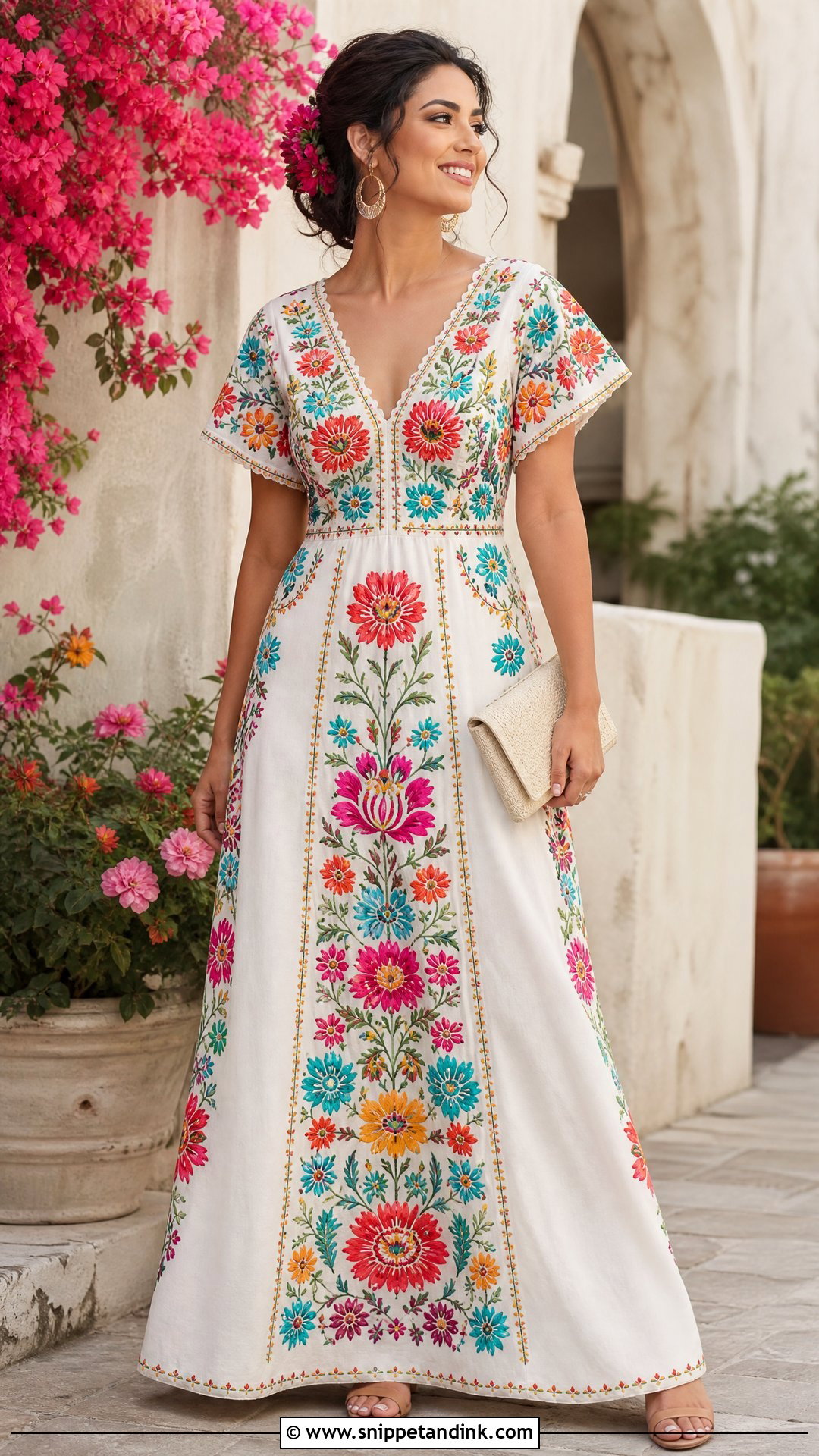 Colorful Embroidered Mexican Wedding Dress - Snippet and Ink - 25 Embroidered Mexican Wedding Dress Ideas