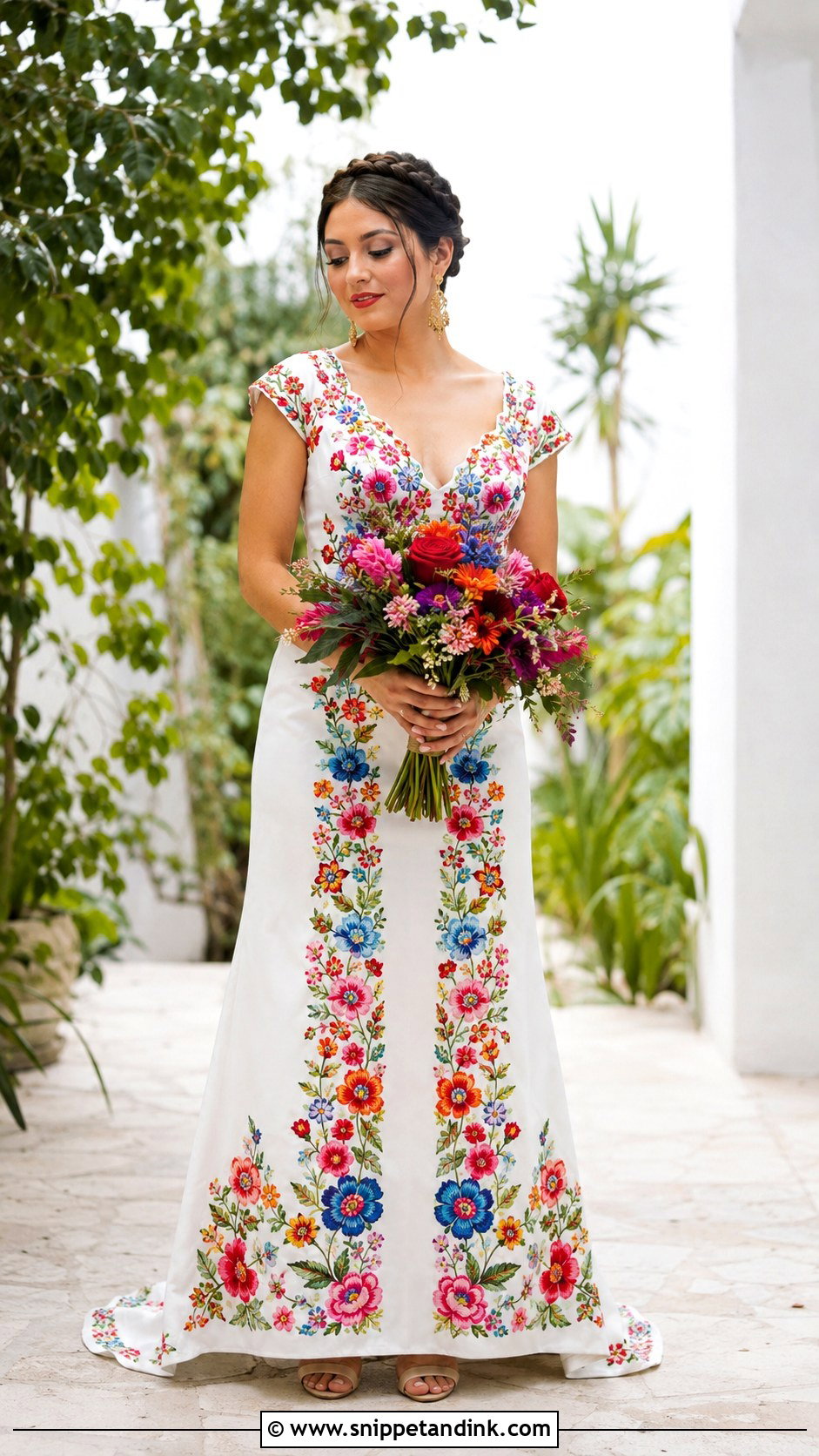 Colorful Embroidered Mexican Wedding Dress - Snippet and Ink - 20 Mexican Style Wedding Dresses