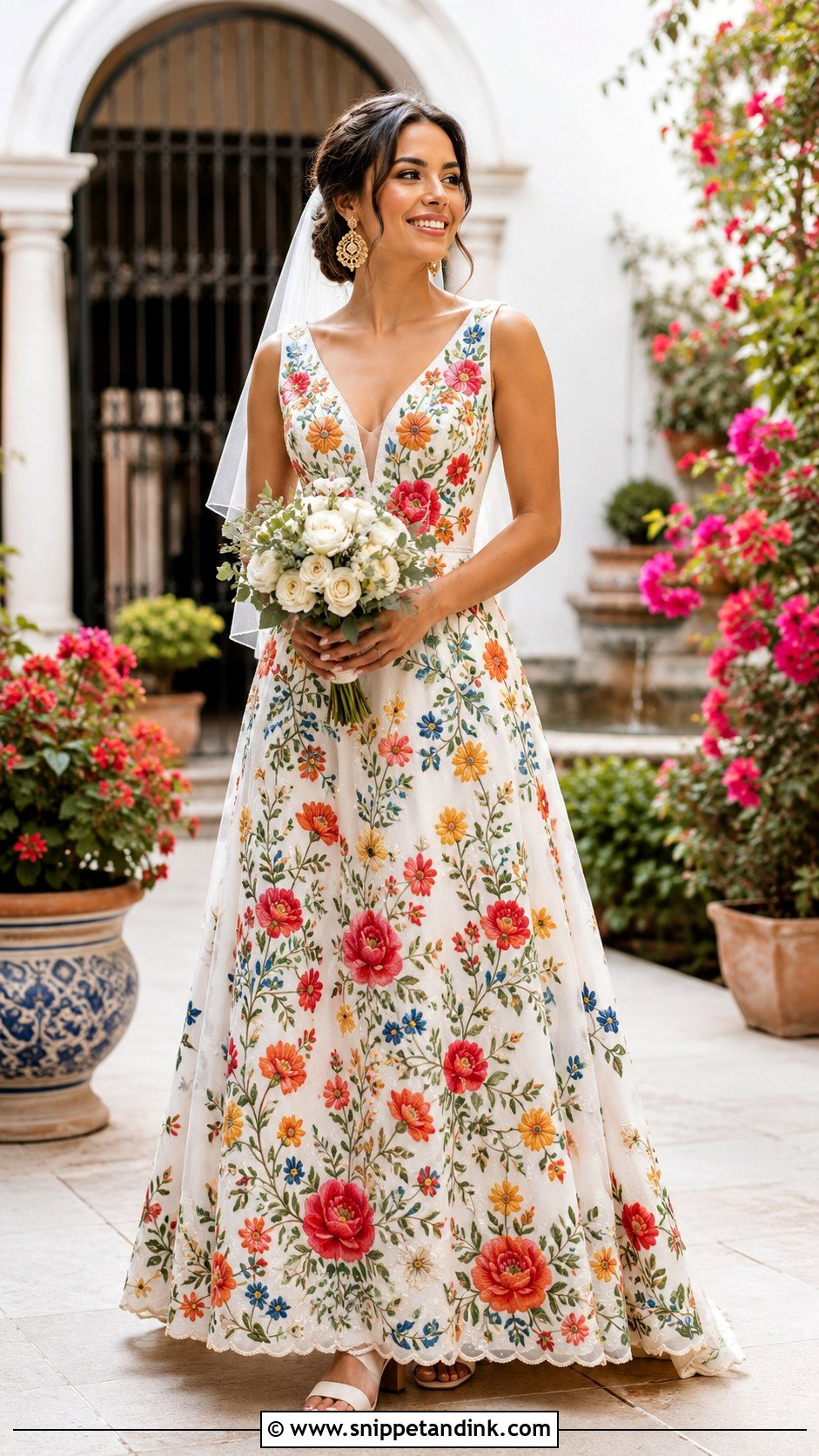 Colorful Embroidered Mexican Wedding Dress - Snippet and Ink - 20 Mexican Inspired Wedding Dress Ideas
