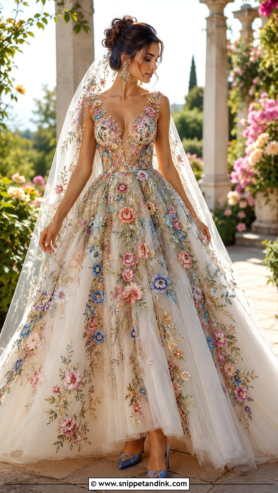 Colorful Embroidered Wedding Dress - Snippet and Ink - 20 Maximalist Wedding Dress Ideas