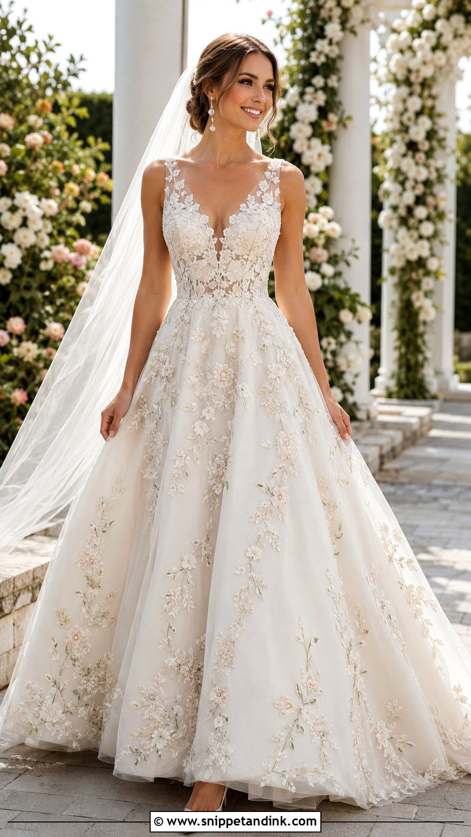 Colorful Embroidered Wedding Dress - Snippet and Ink - 30 Embroidered Wedding Dress Ideas