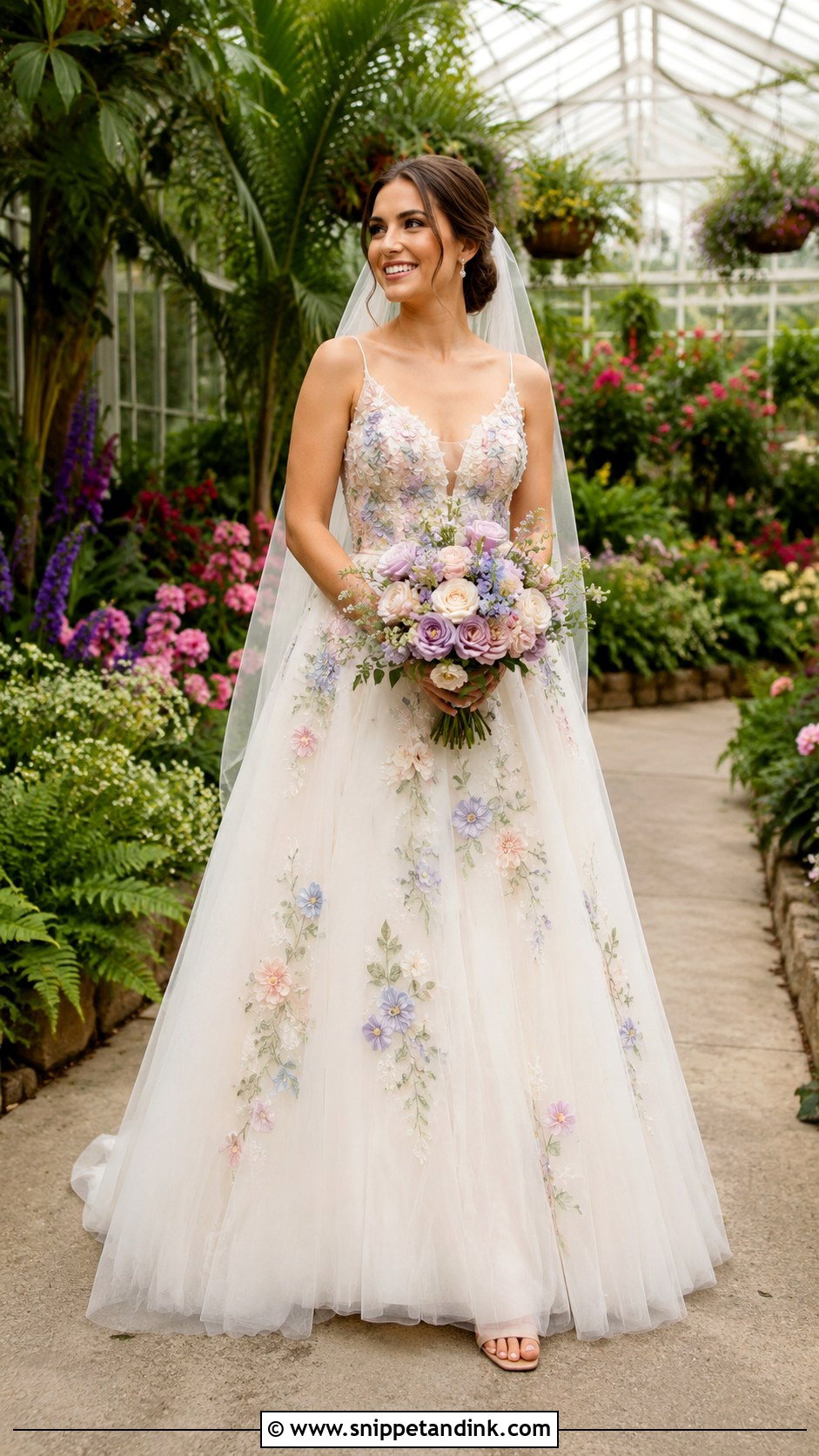 Colorful Floral Applique Wedding Dress - Snippet and Ink - 20 Floral Applique Wedding Dress Ideas