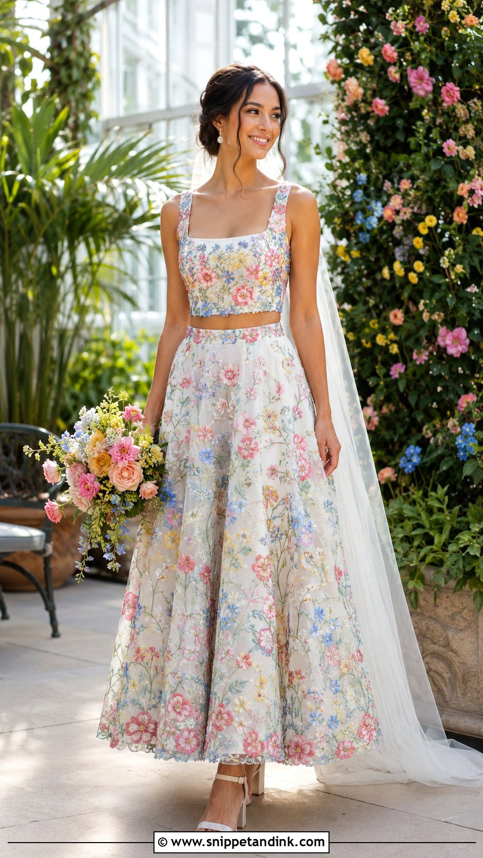 Colorful Floral Bridal Two Piece - Snippet and Ink - 20 Colorful Bride Ideas