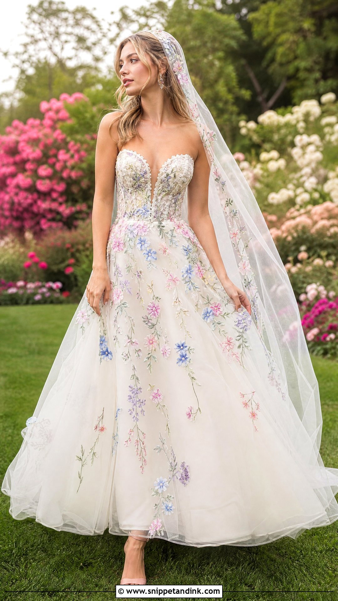 Colorful Floral Embroidered Wedding Dress - Snippet and Ink - 20 Flower Wedding Dresses