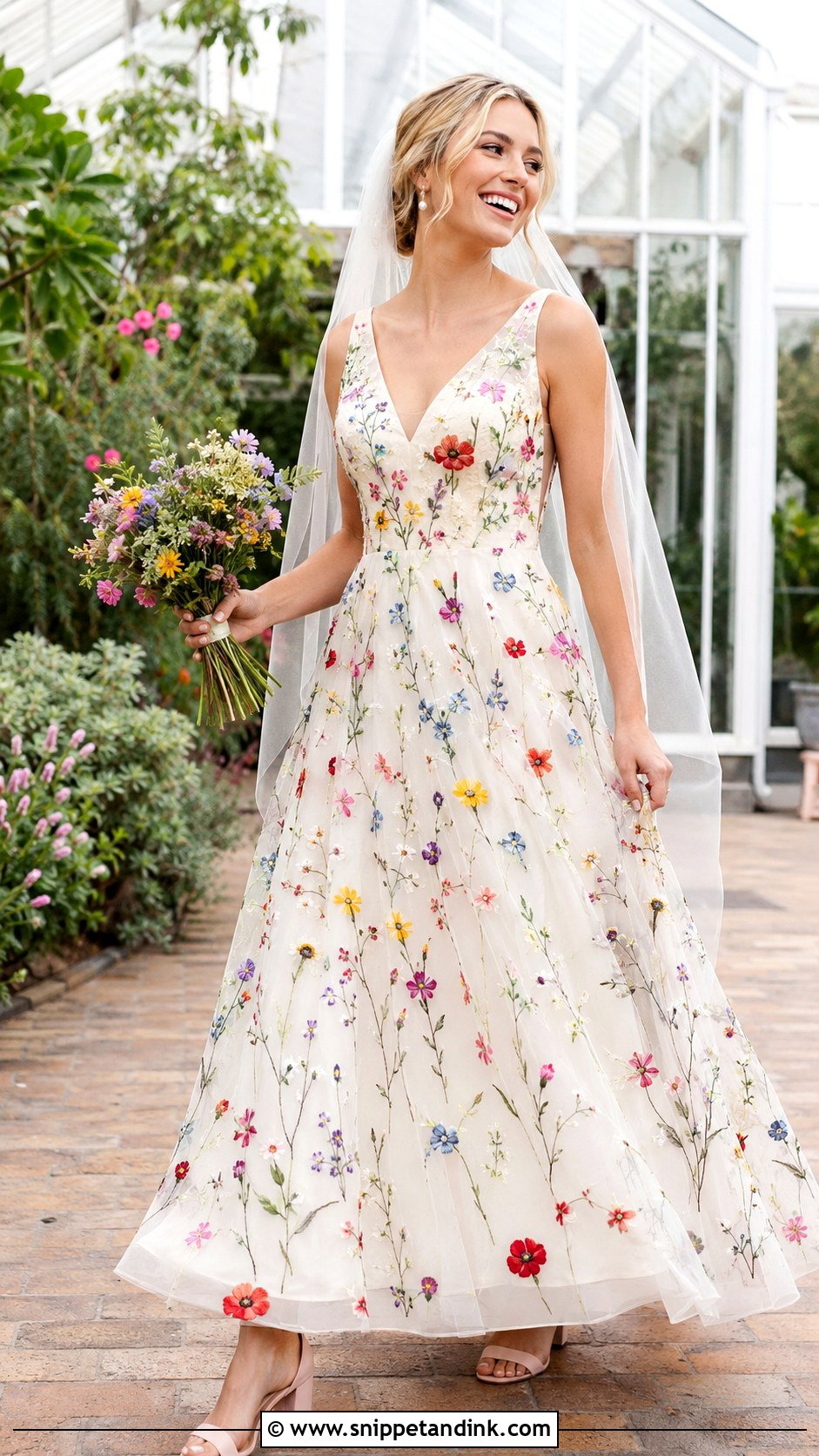 Colorful Floral Embroidered Wedding Dress - Snippet and Ink - 20 Funky Wedding Dress Ideas