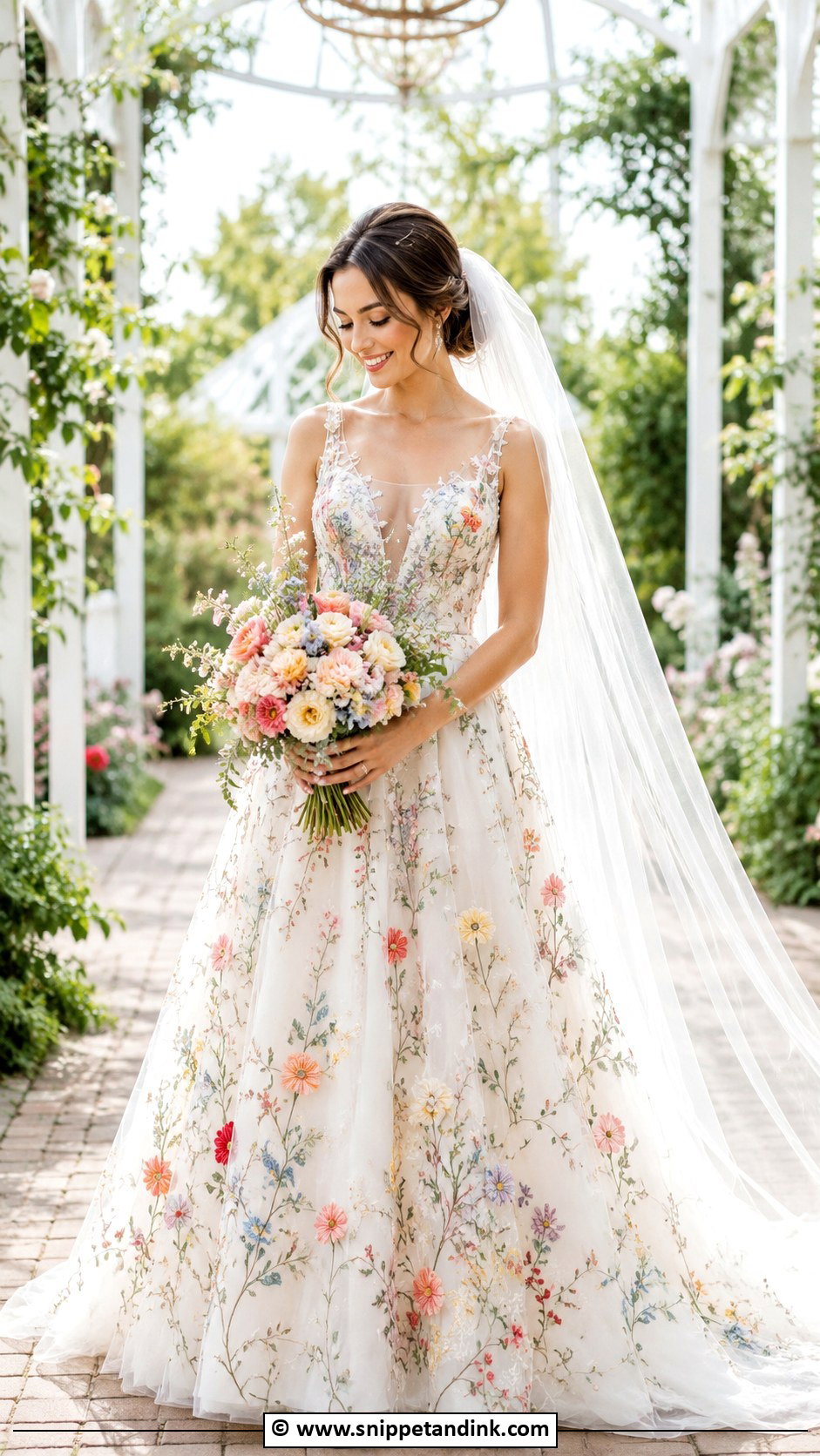 Colorful Floral Wedding Dress - Snippet and Ink - 25 Whimsical Wedding Dresses
