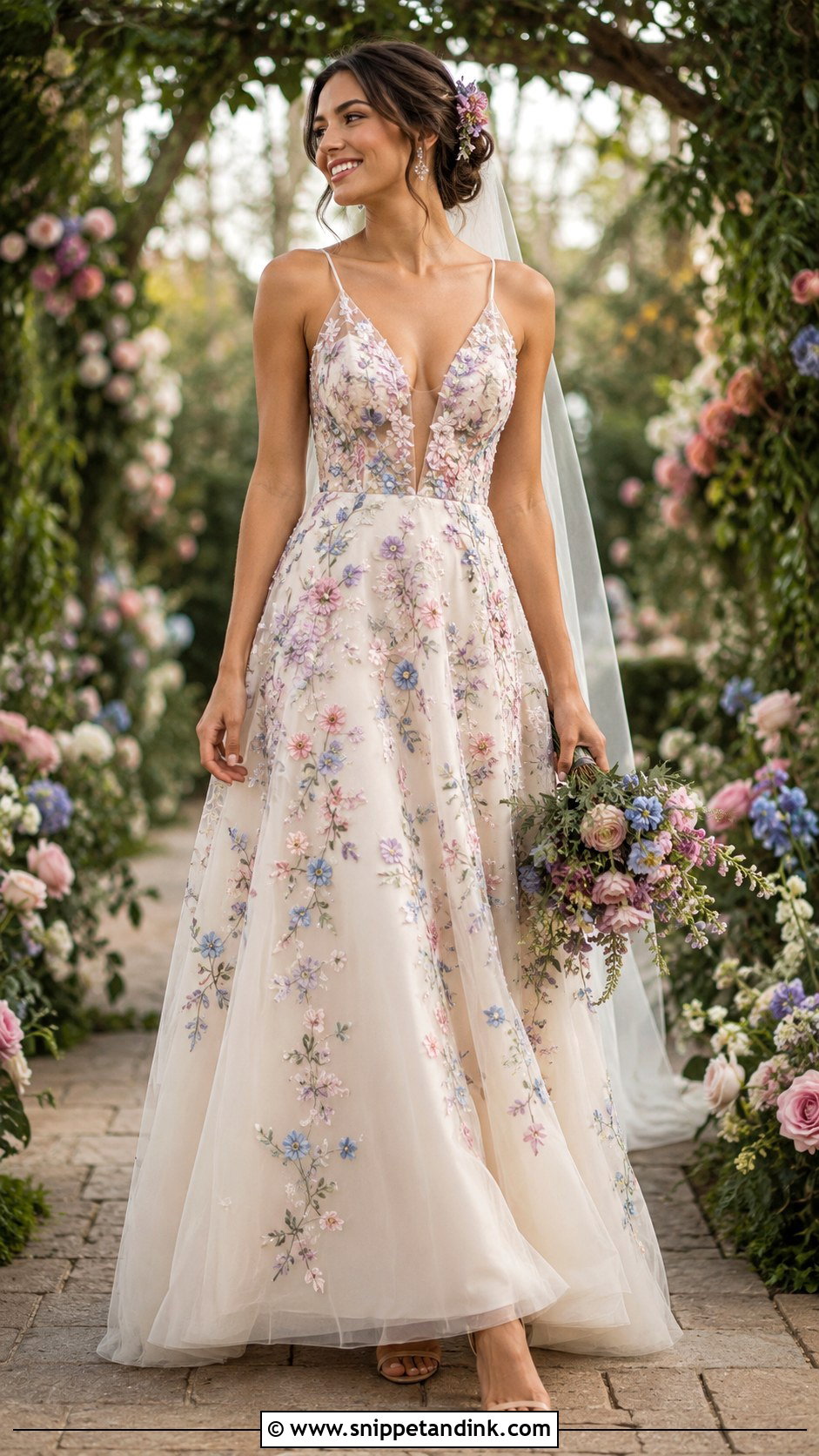 Colorful Floral Wedding Dress - Snippet and Ink - 20 Beautiful Wedding Dresses Fairytale