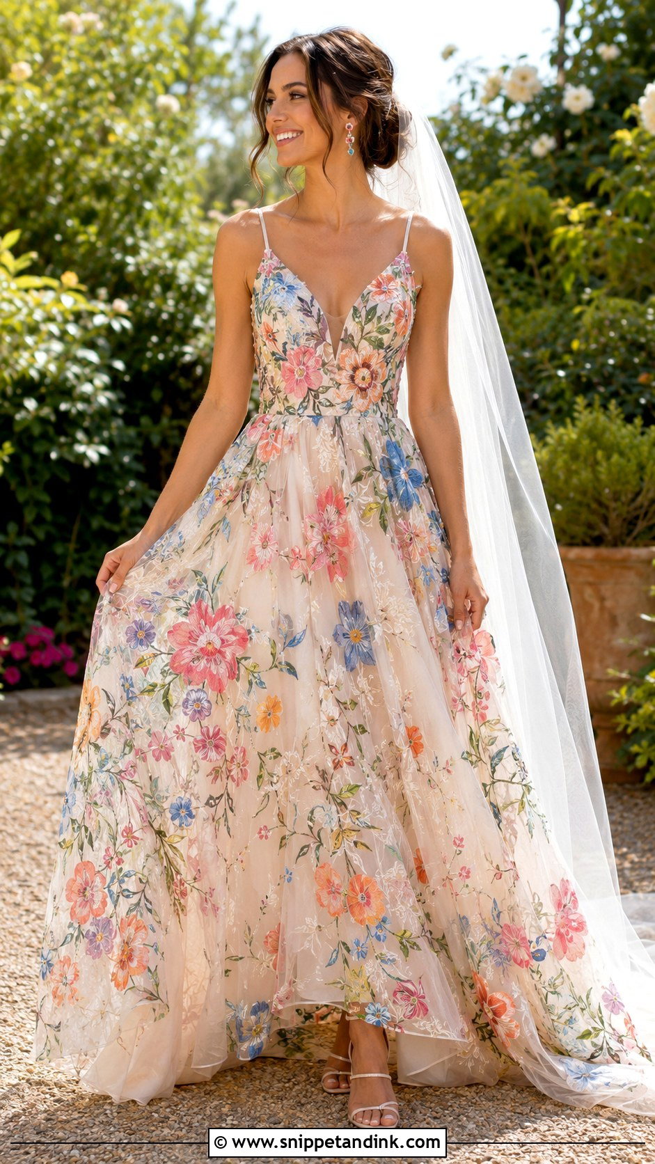 Colorful Floral Wedding Dress - Snippet and Ink - 20 Eccentric Wedding Dress Ideas