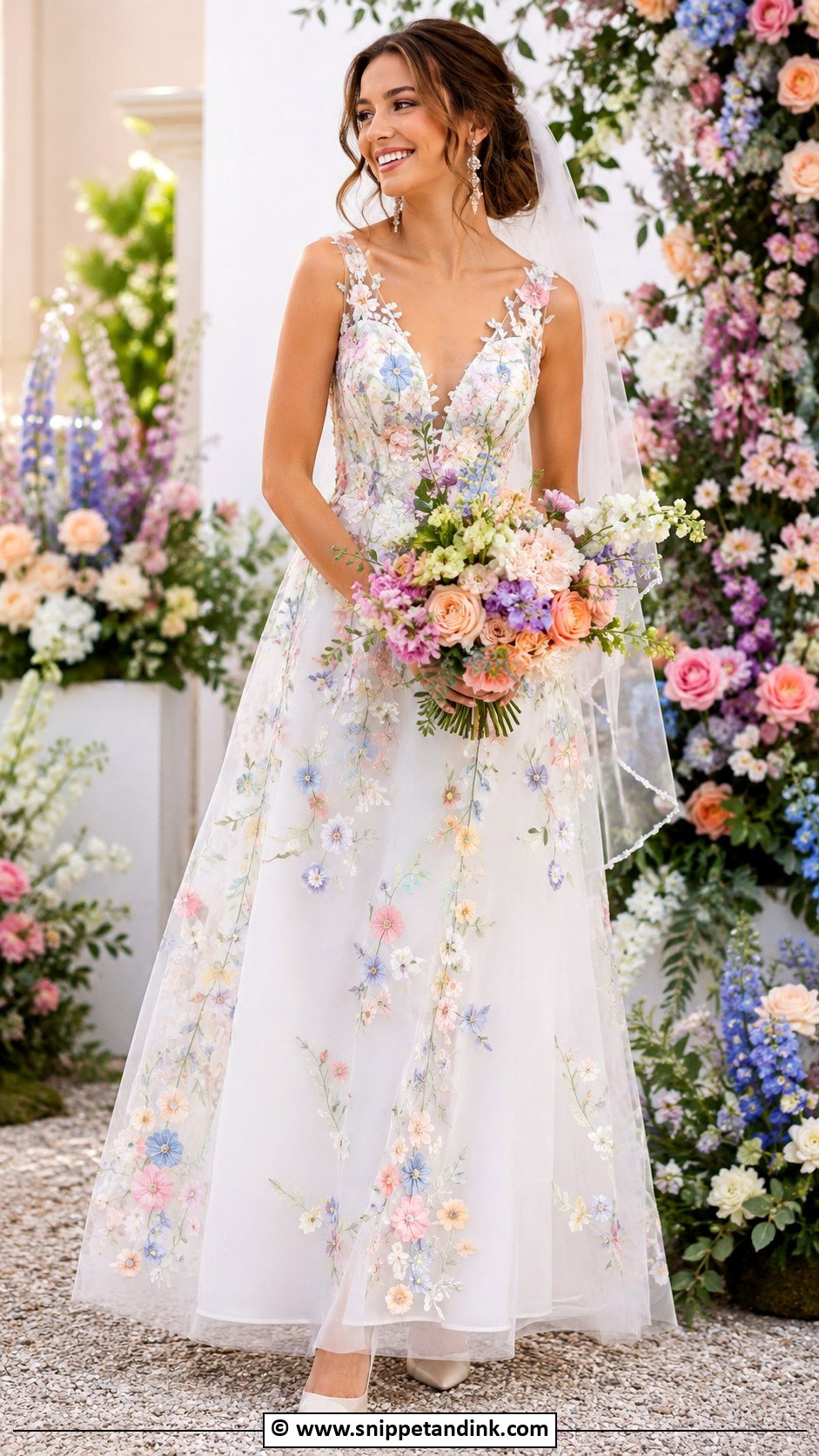 Colorful Floral Wedding Dress - Snippet and Ink - 30 Wedding Dress Aesthetic Ideas