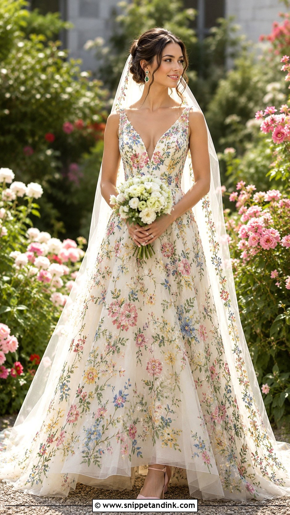 Colorful Floral Wedding Dress - Snippet and Ink - 20 Colour Wedding Dress Ideas