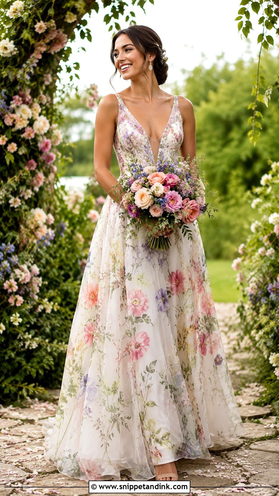 Colorful Floral Wedding Dress - Snippet and Ink - 25 Flowery Wedding Dress Ideas