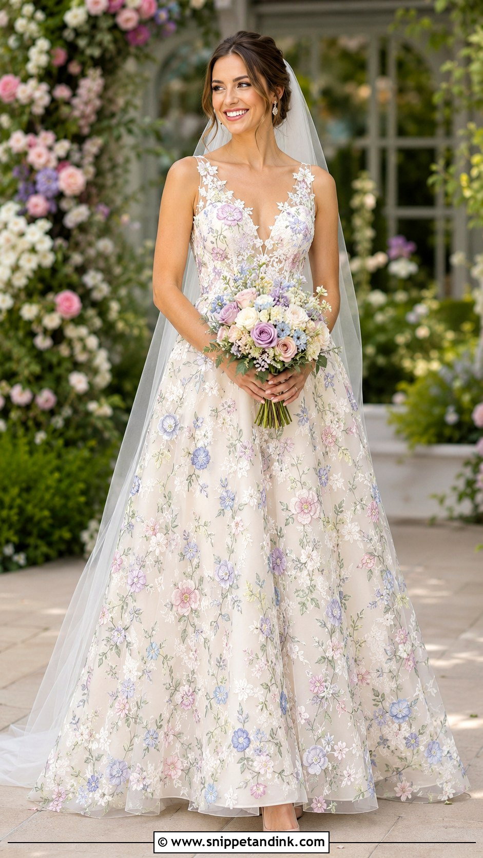 Colorful Flower Lace Wedding Dress - Snippet and Ink - 20 Flower Lace Wedding Dress Ideas