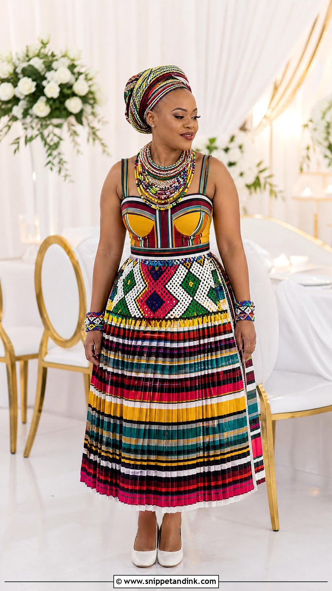 Colorful Striped Pedi Wedding Dress - Snippet and Ink - 20 Traditional Pedi Wedding Dresses