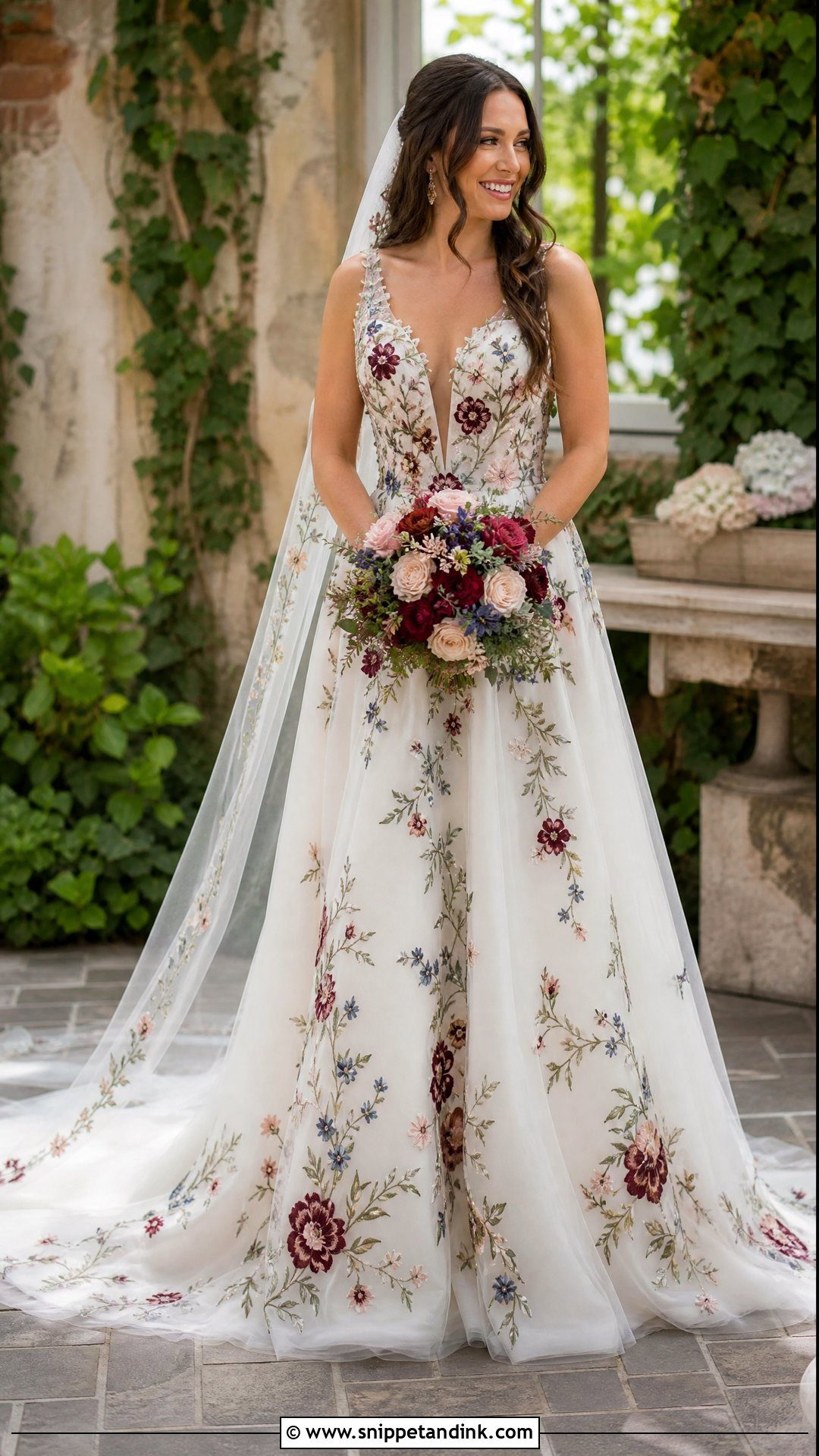 Colorful Wedding Dress With Embroidered Flowers - Snippet and Ink - 20 Wedding Dress with Embroidered Flowers