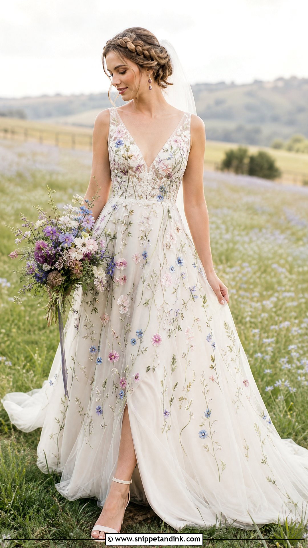 Colorful Wildflower Vine Wedding Dress - Snippet and Ink - 20 Wedding Dress with Vines Ideas