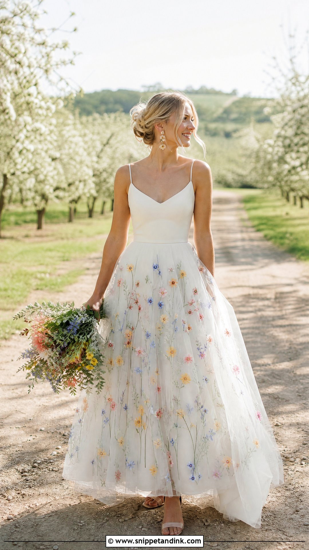 Colorful Wildflower Wedding Dress With Tulle Skirt - Snippet and Ink - 20 Wedding Dress with Colorful Flowers