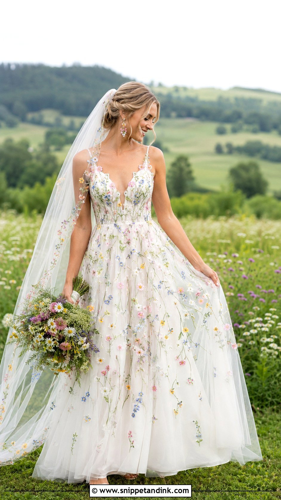 Colorful Wildflower Wedding Dress - Snippet and Ink - 20 Wedding Dress with Color Accents Ideas