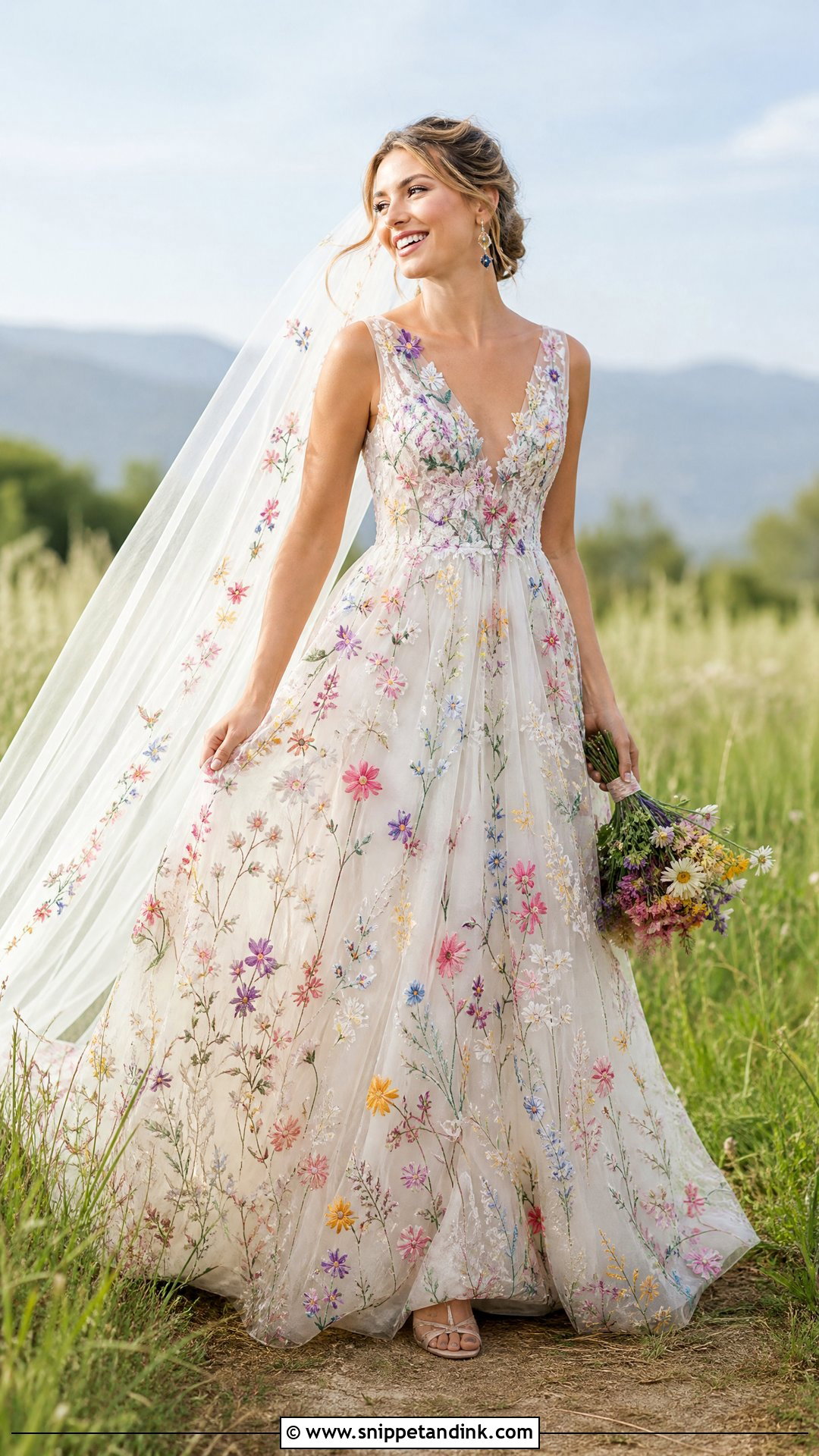 Colorful Wildflower Wedding Gown - Snippet and Ink - 20 Whimsical Wedding Gown Ideas