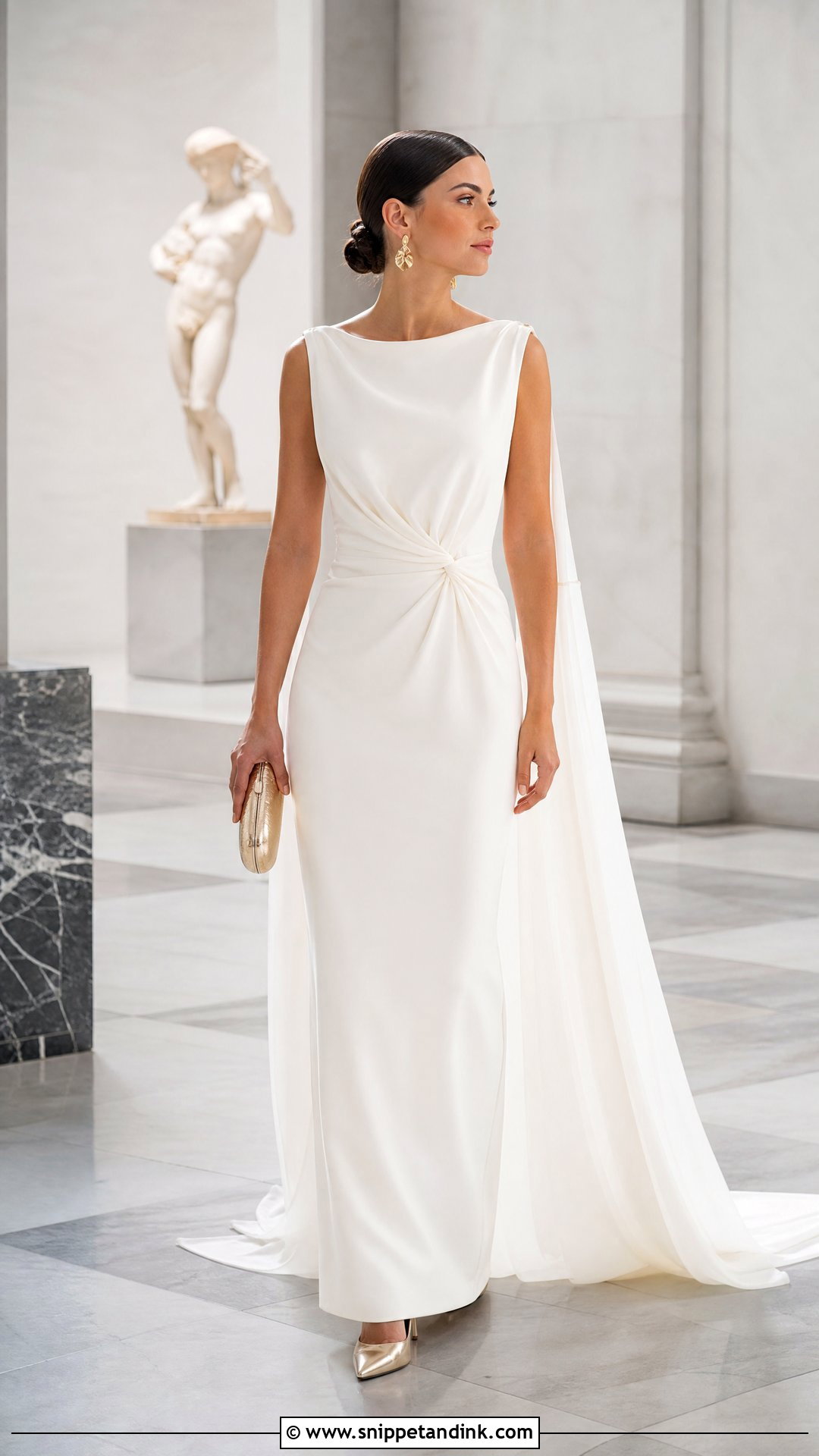 Column Ancient Greek Wedding Dress With a Detachable Train - Snippet and Ink - 25 Ancient Greek Wedding Dress Ideas