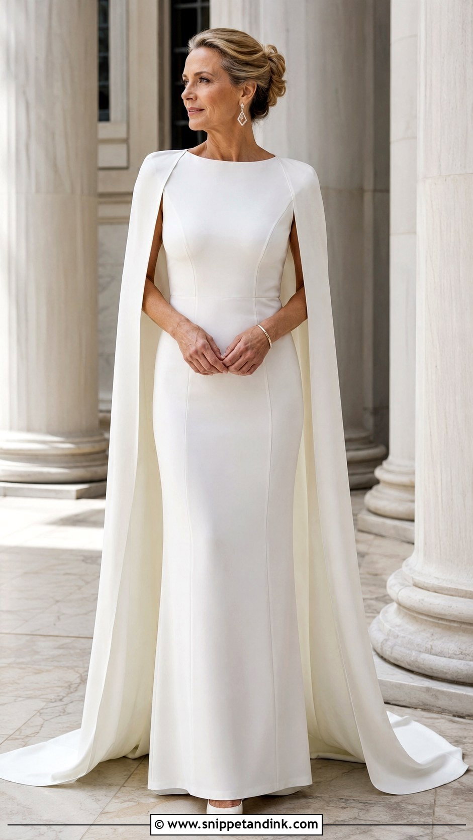 Column Architectural Wedding Dress With Cape - Snippet and Ink - 20 Architectural Wedding Dress Ideas
