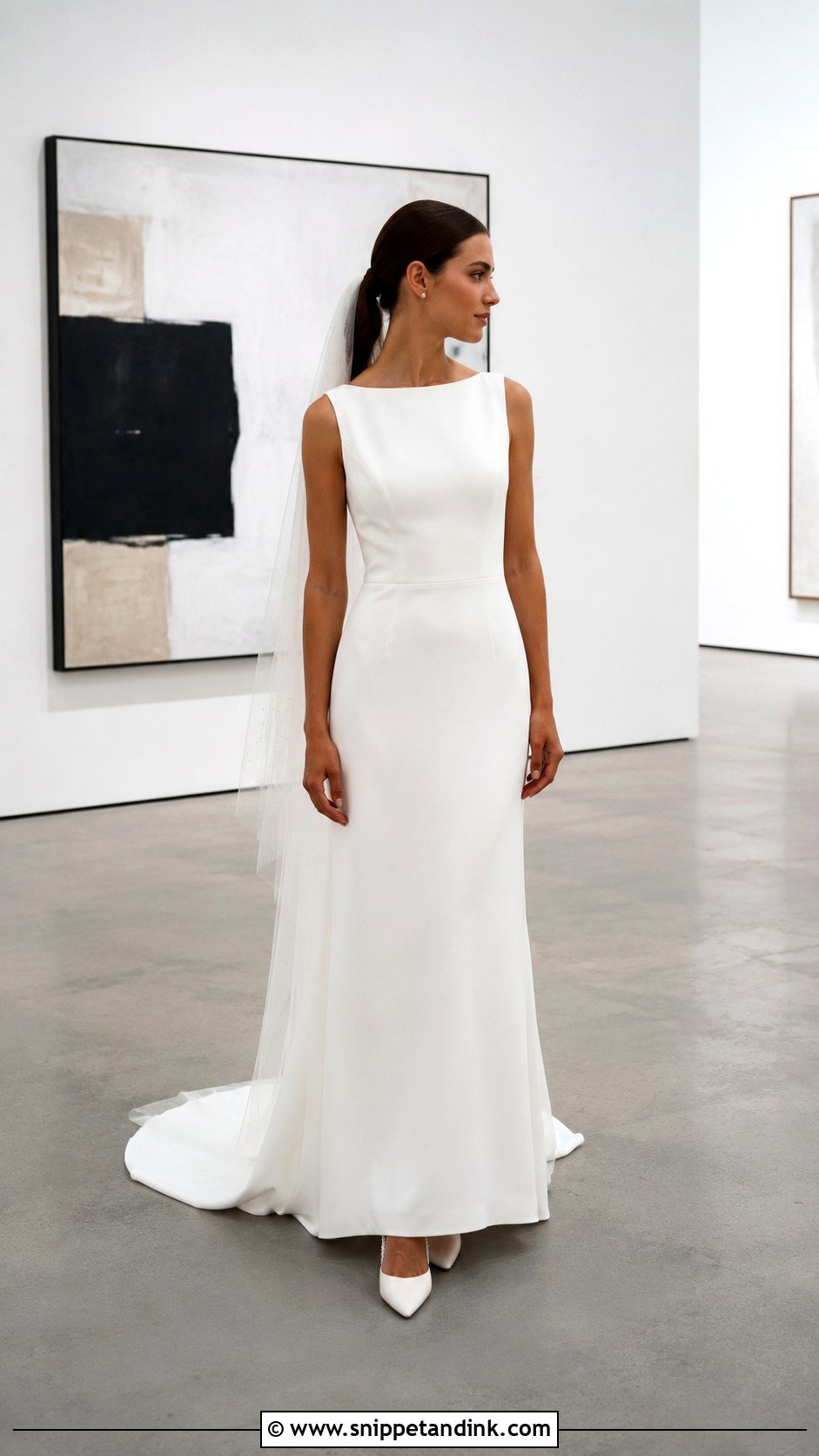 Column Crepe French Wedding Dress - Snippet and Ink - 20 French Wedding Dresses