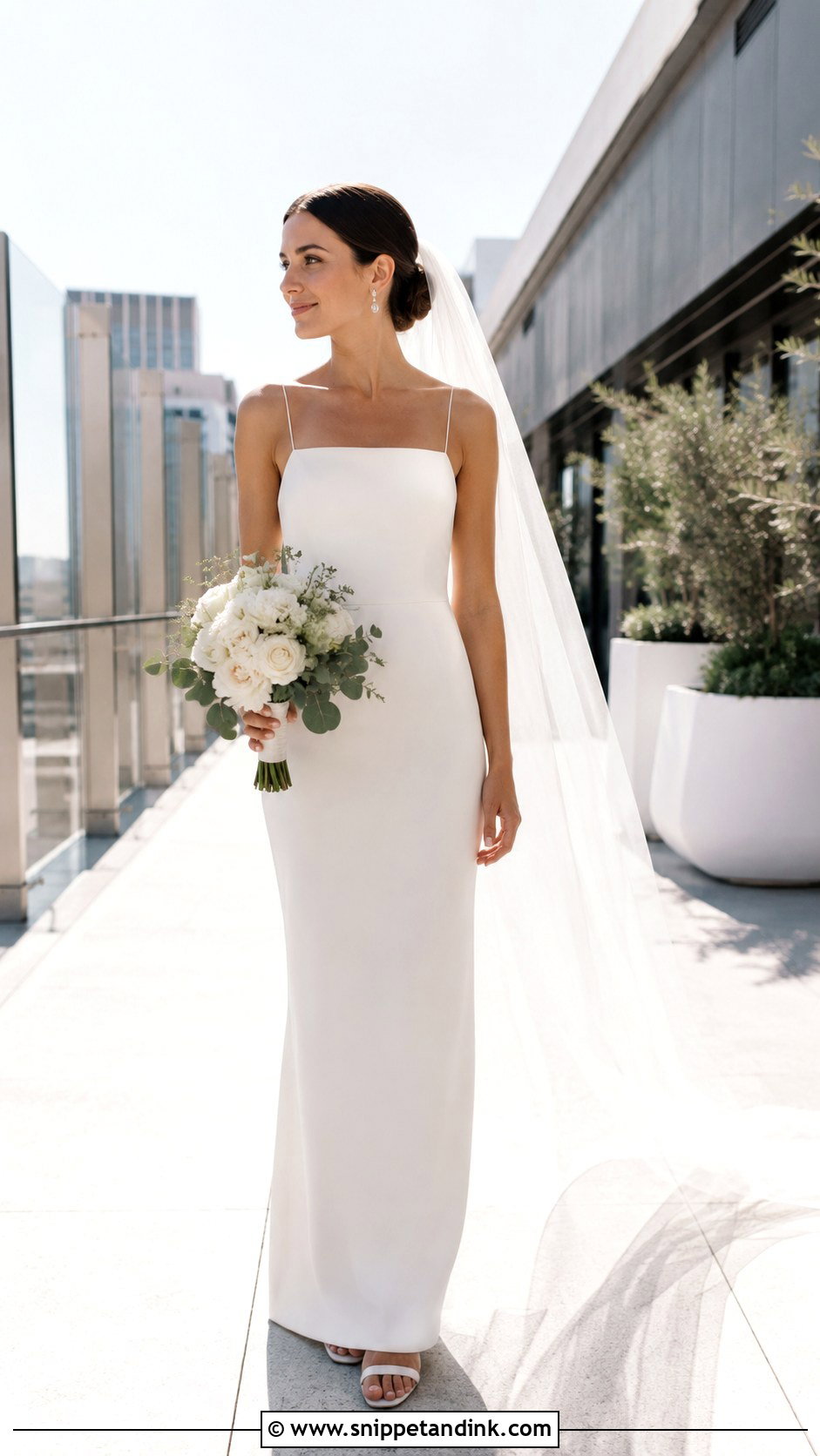 Column Gown With No Train - Snippet and Ink - 30 Vegas Elopement Dress Ideas
