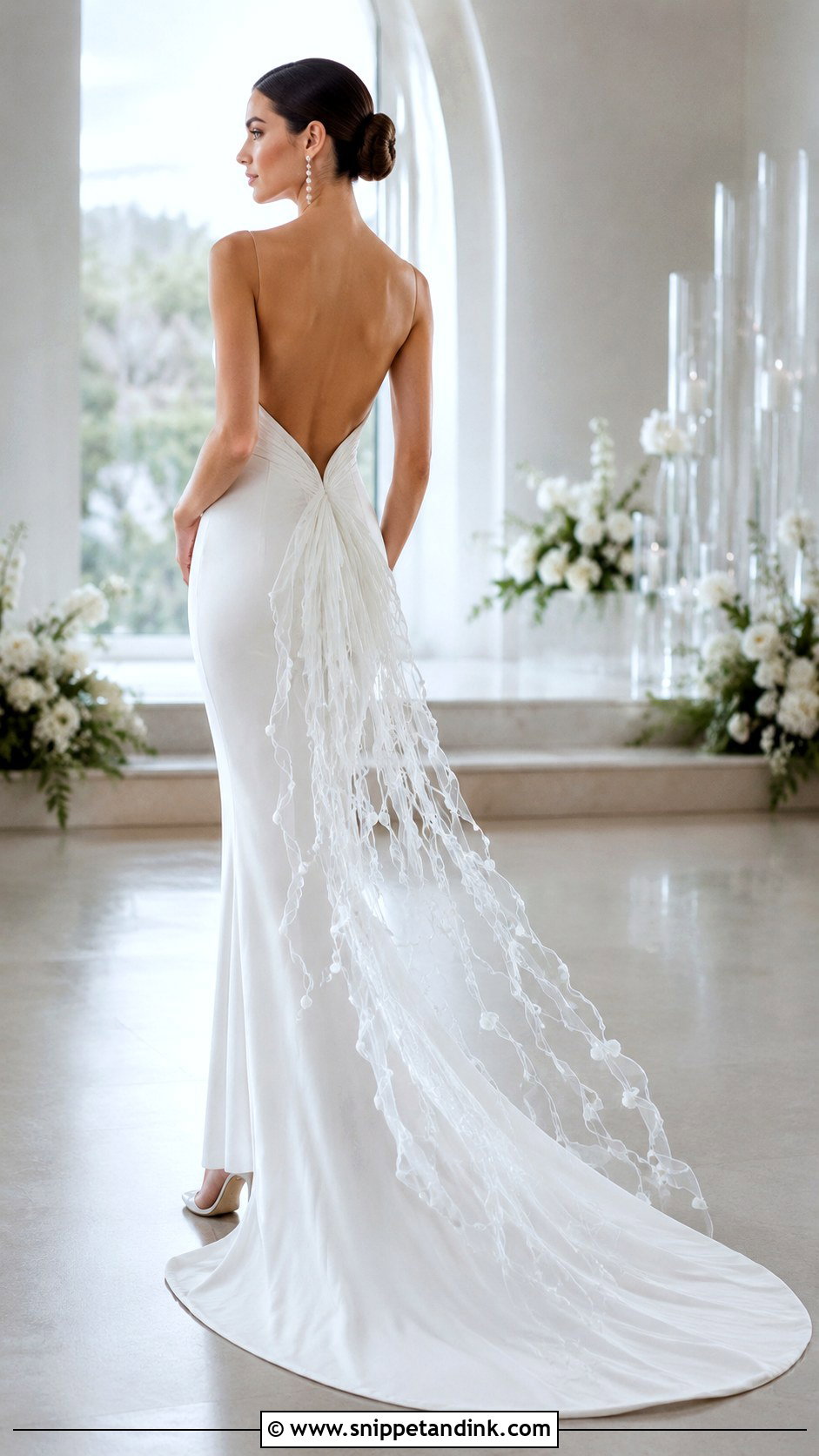 Column Jellyfish Wedding Dress With Train - Snippet and Ink - 20 Jellyfish Wedding Dress Ideas