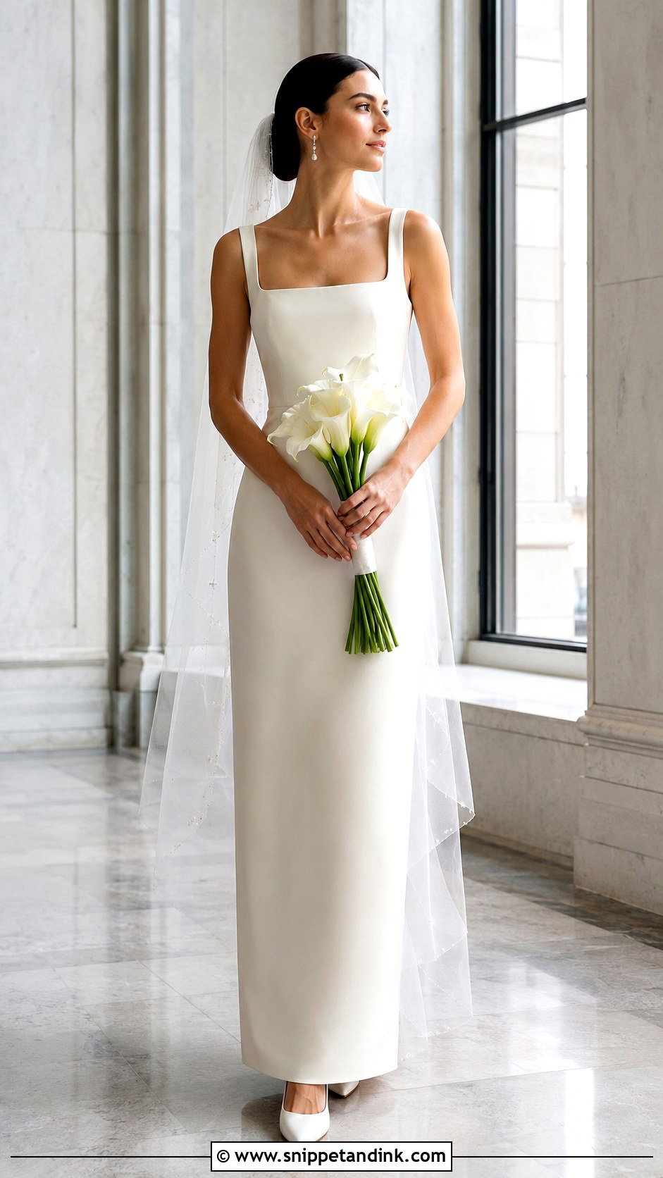 Column Maxi Dress Legal Wedding Bride Outfit - Snippet and Ink - 20 Legal Wedding Outfit Bride Ideas