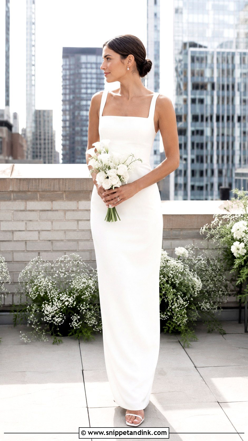 Column Wedding Dress - Snippet and Ink - 25 Hayley Bieber Wedding Dress Ideas