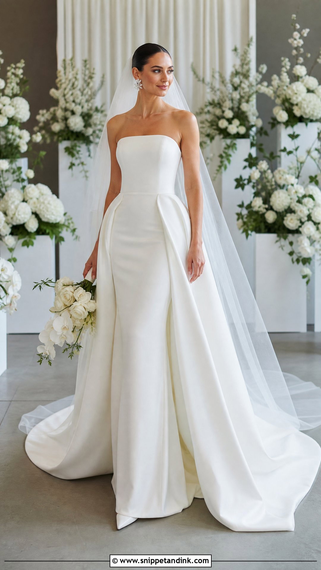 Column Wedding Dress With Detachable Train - Snippet and Ink - 20 Wedding Dresses with Train