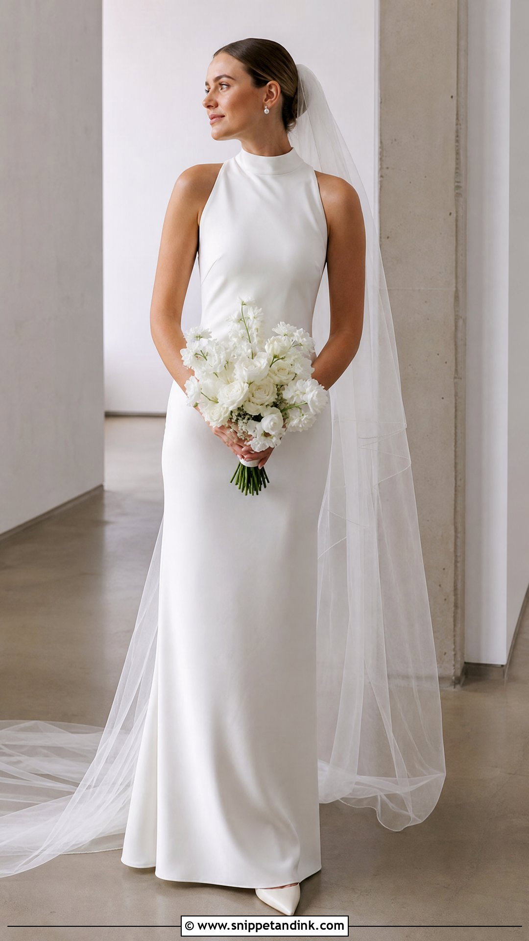 Column Wedding Dress With High Neck - Snippet and Ink - 25 Different Wedding Dress Styles