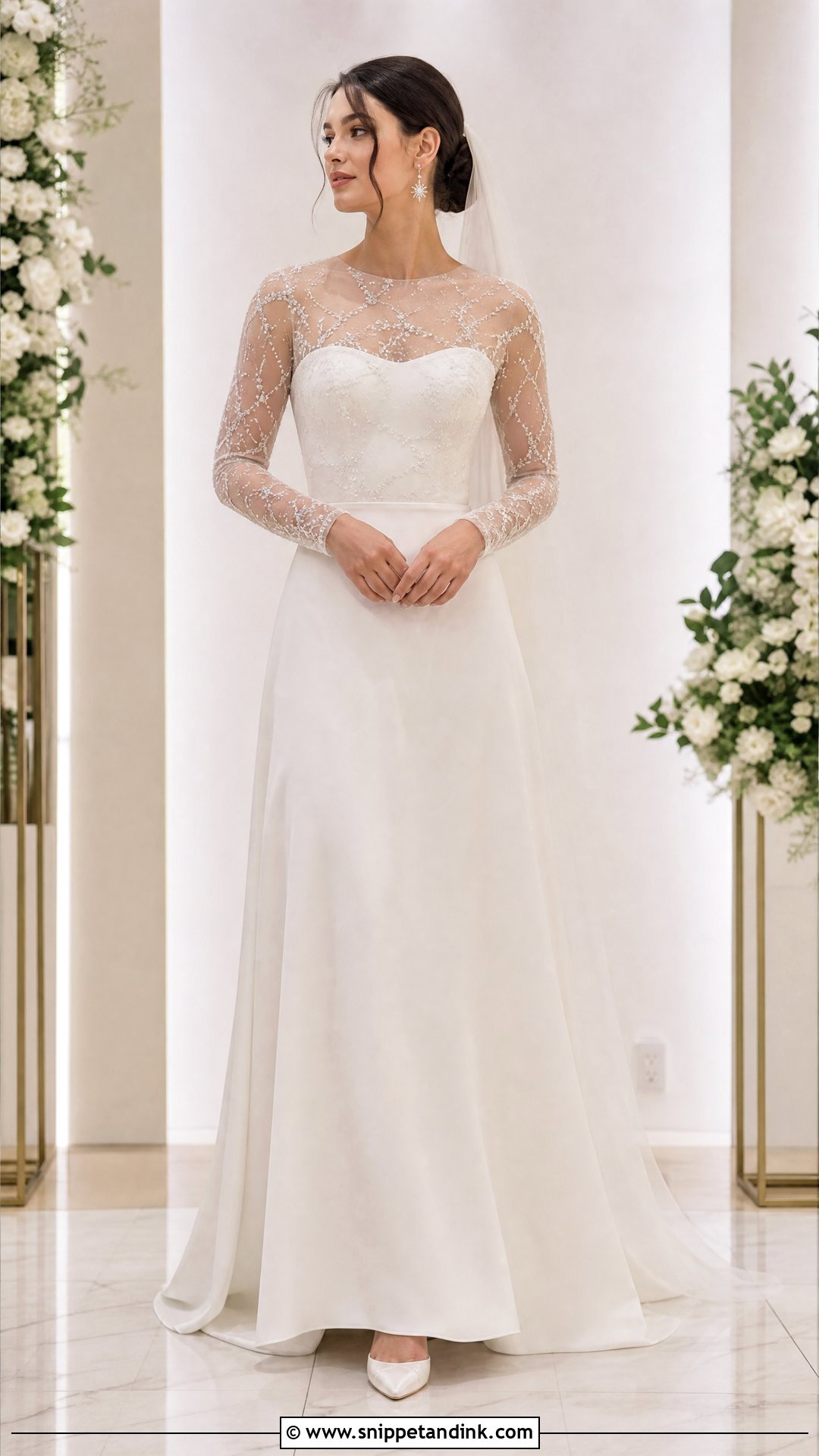 Constellation Illusion Sleeve Wedding Dress - Snippet and Ink - 20 Space Wedding Dress Ideas