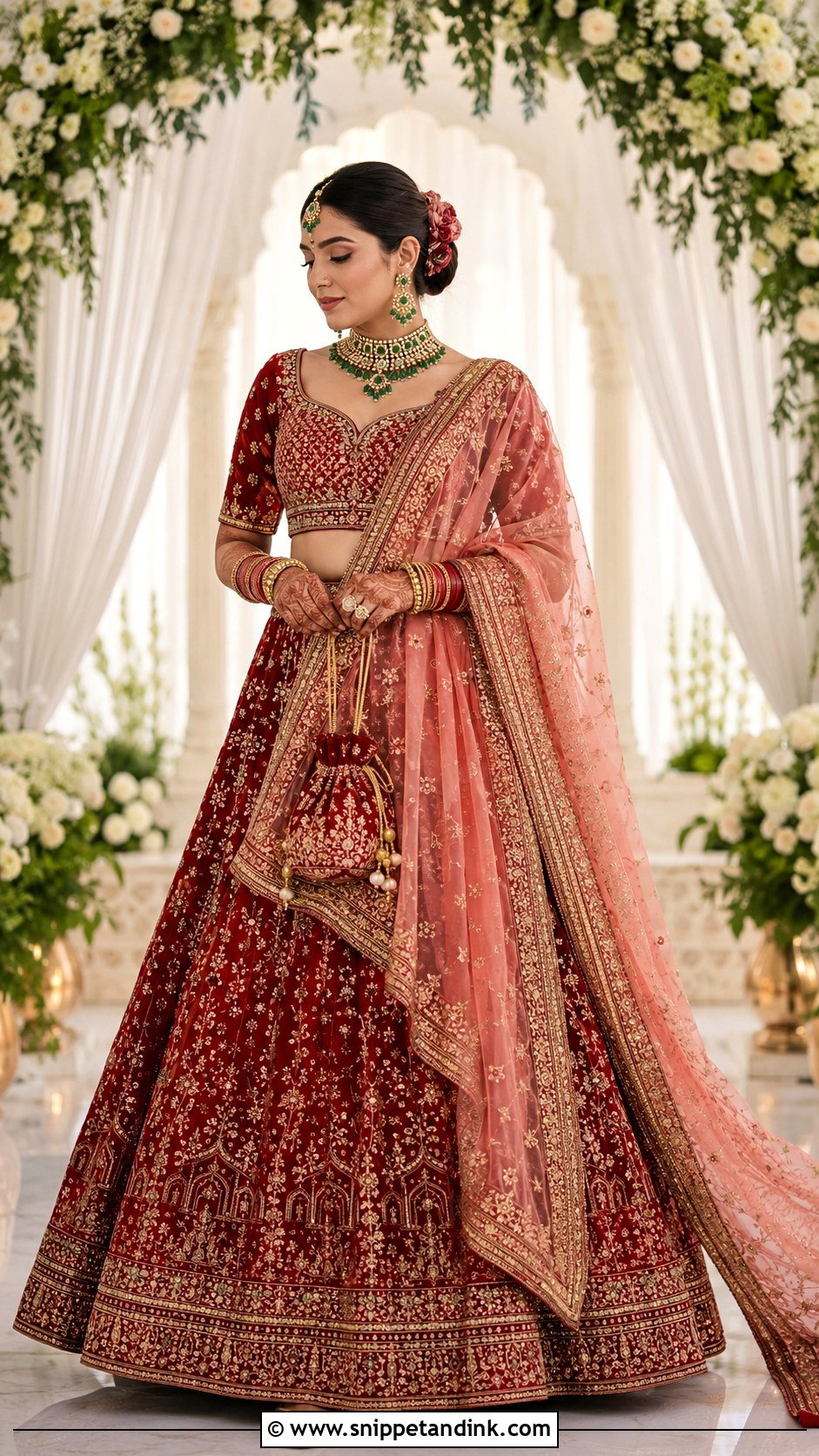 Contrast Bridal Dupatta - Snippet and Ink - 20 Bridal Duppata Design Ideas