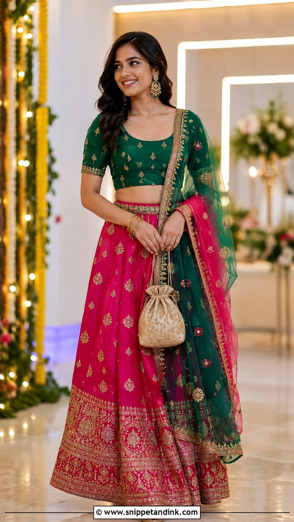 Contrasting Indian Skirt Top Wedding Outfit - Snippet and Ink - 20 Indian Skirt Top Wedding Outfit Ideas