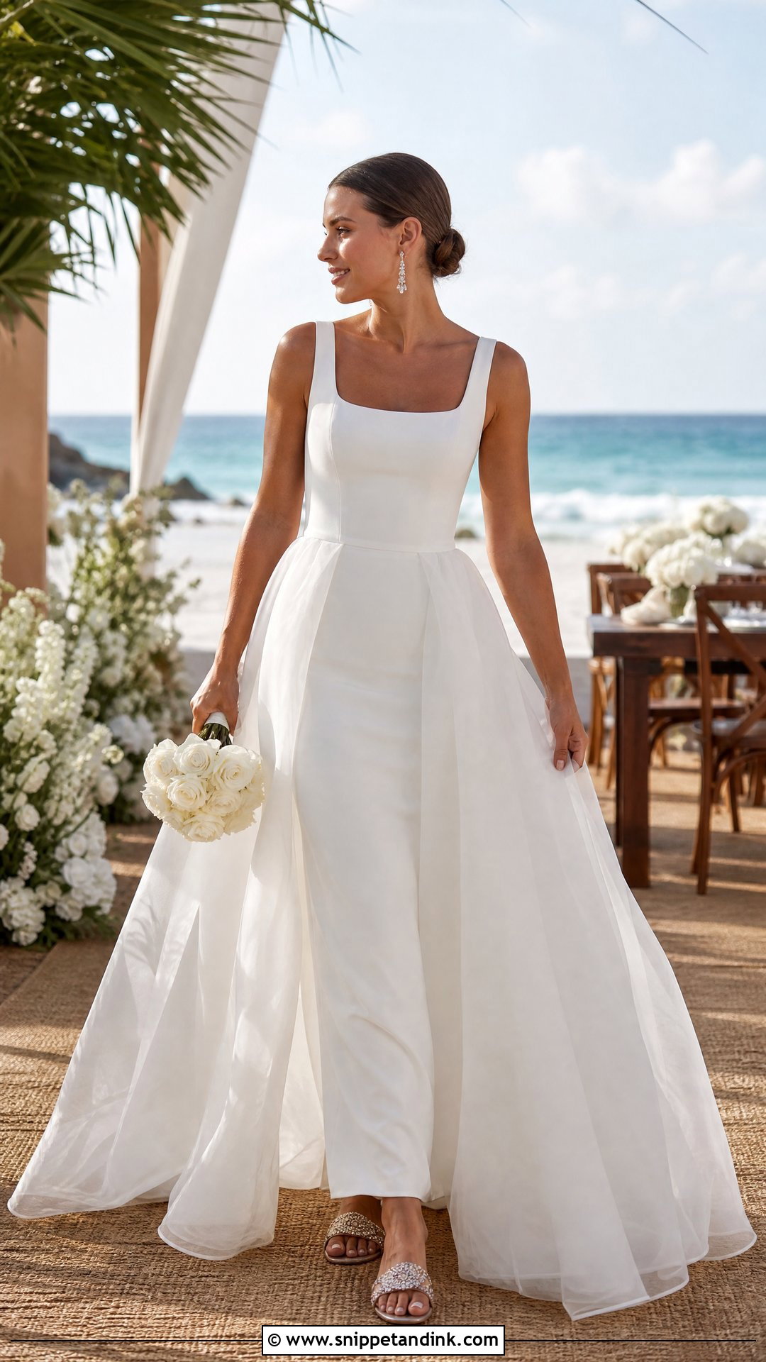 Convertible Overskirt Beach Wedding Gown - Snippet and Ink - 25 Beach Wedding Gowns