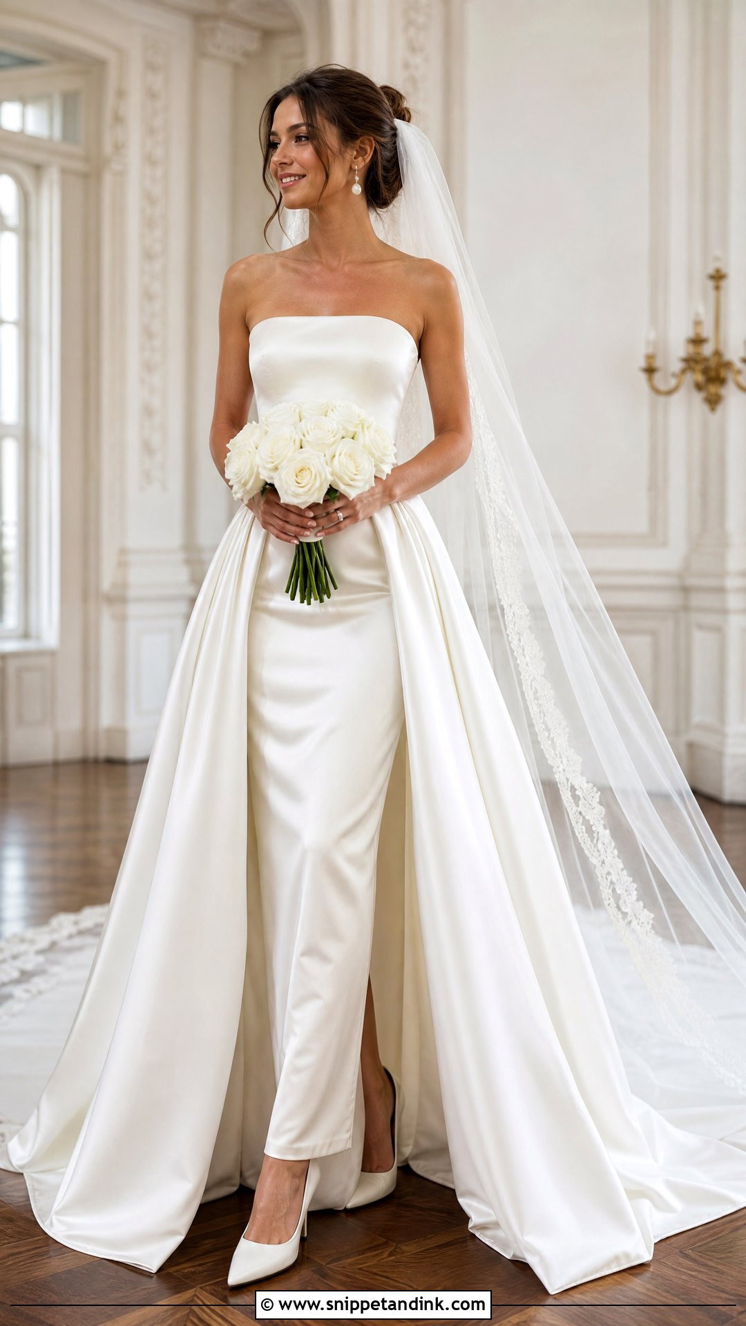 Convertible Overskirt Silk Satin Wedding Dress - Snippet and Ink - 20 Silk Satin Wedding Dress Ideas