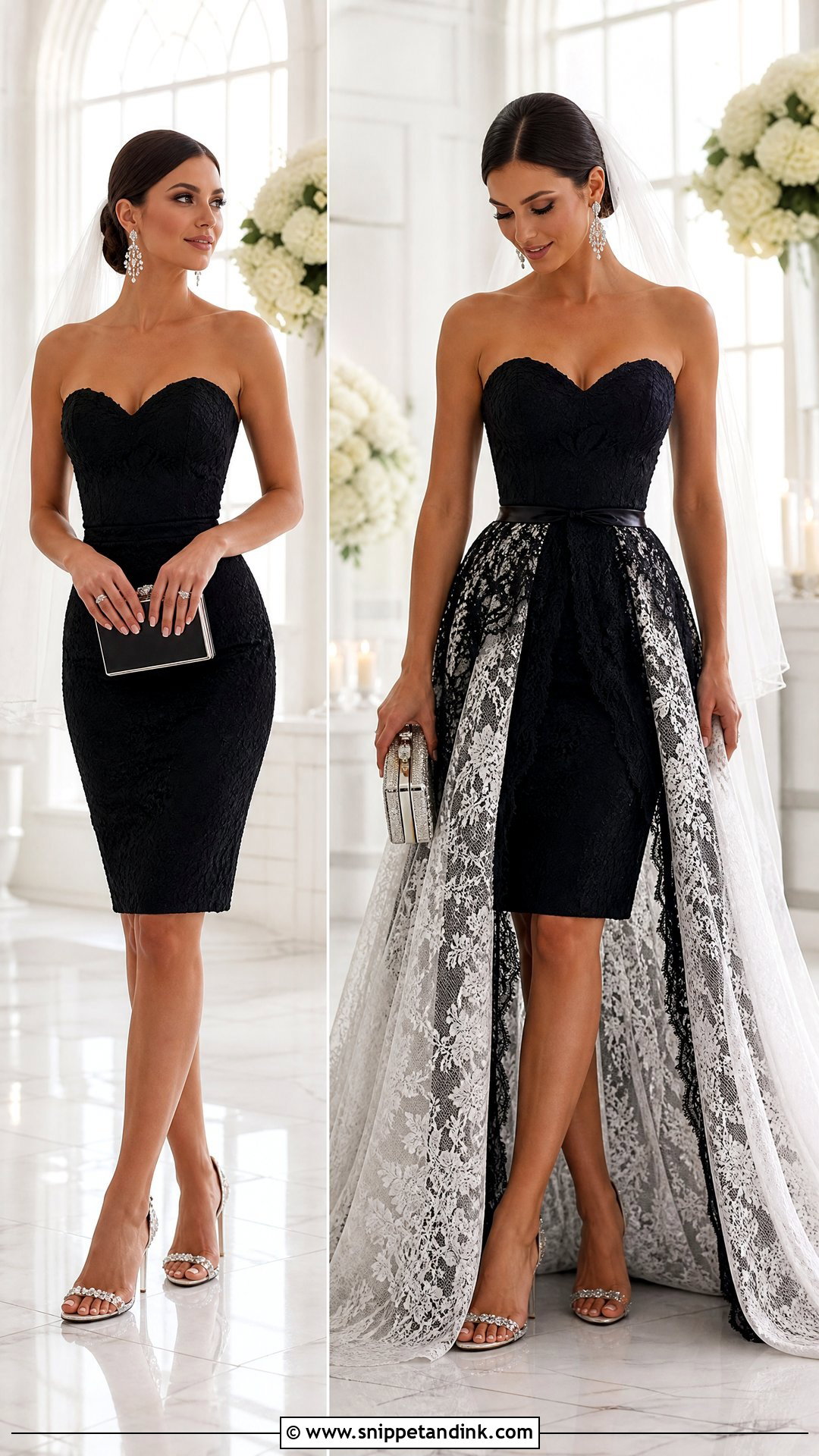 Convertible Short Black Wedding Dress With Overskirt - Snippet and Ink - 20 Short Black Wedding Dress Ideas